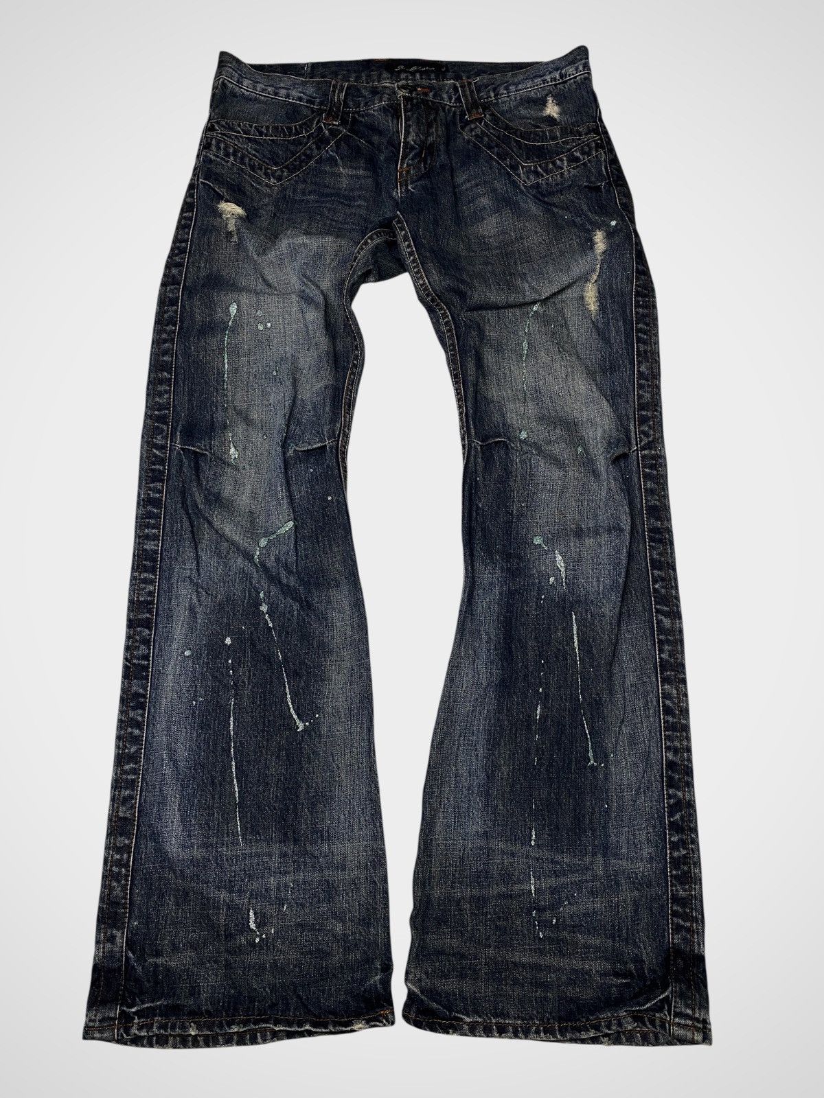 If Six Was Nine Root Three Seawash Glittery Flared Jeans Size US 34 / EU 50 - 1 Thumbnail