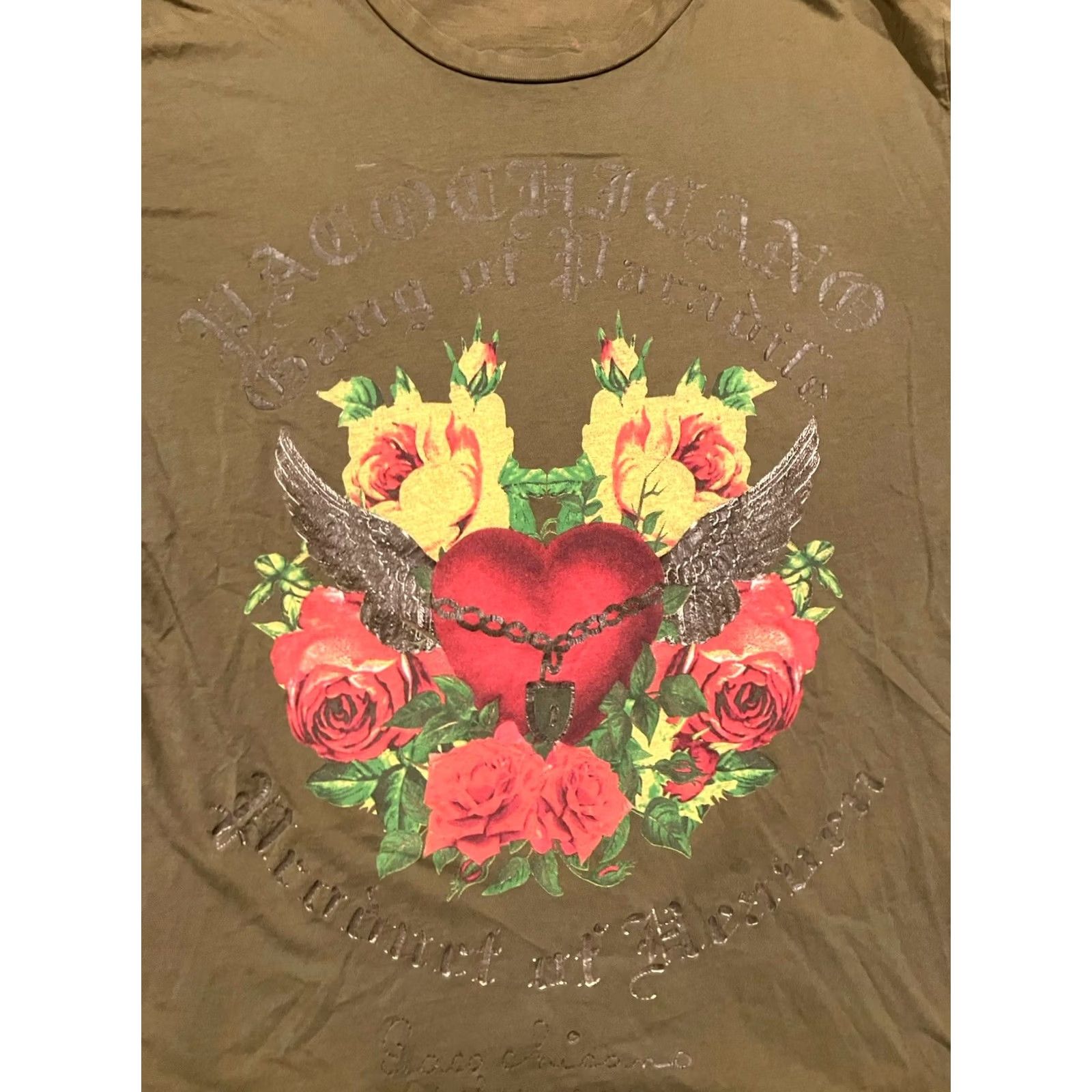 Vintage Christian Audigier Gang of Paradise Double-Sided T Shirt Shirt Mens L Green Crew Neck Short Sleeve Regular Fit Vintage No Size US M / EU 48-50 / 2 - 2 Thumbnail