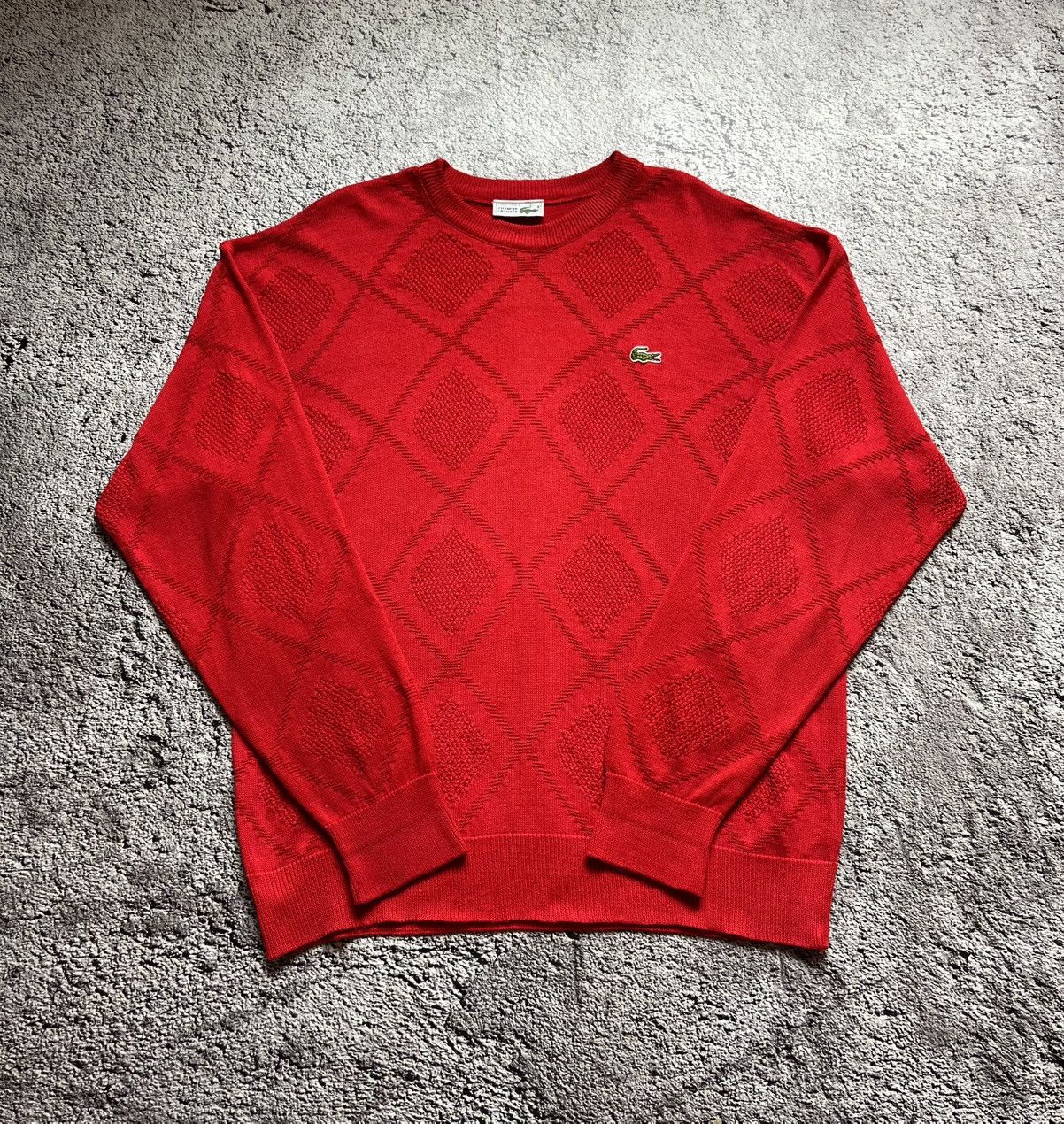 Lacoste Vintage Lacoste Diamond Knit Sweater Red Size US L / EU 52-54 / 3 - 1 Thumbnail