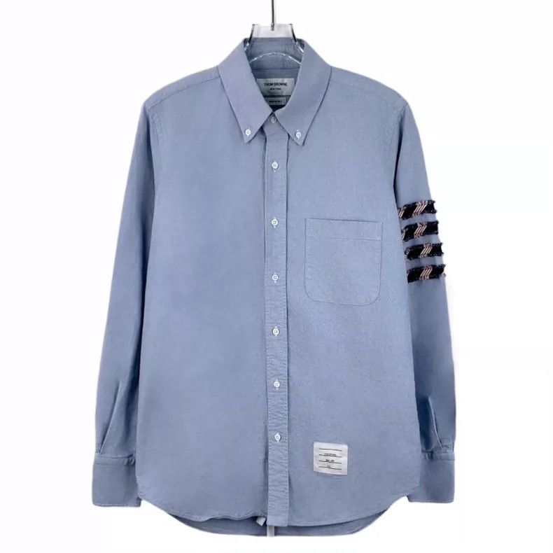 Thom Browne Thom Browne size1 Smog Blue Oxford cotton ragged collar lap Size US S / EU 44-46 / 1 - 1 Thumbnail