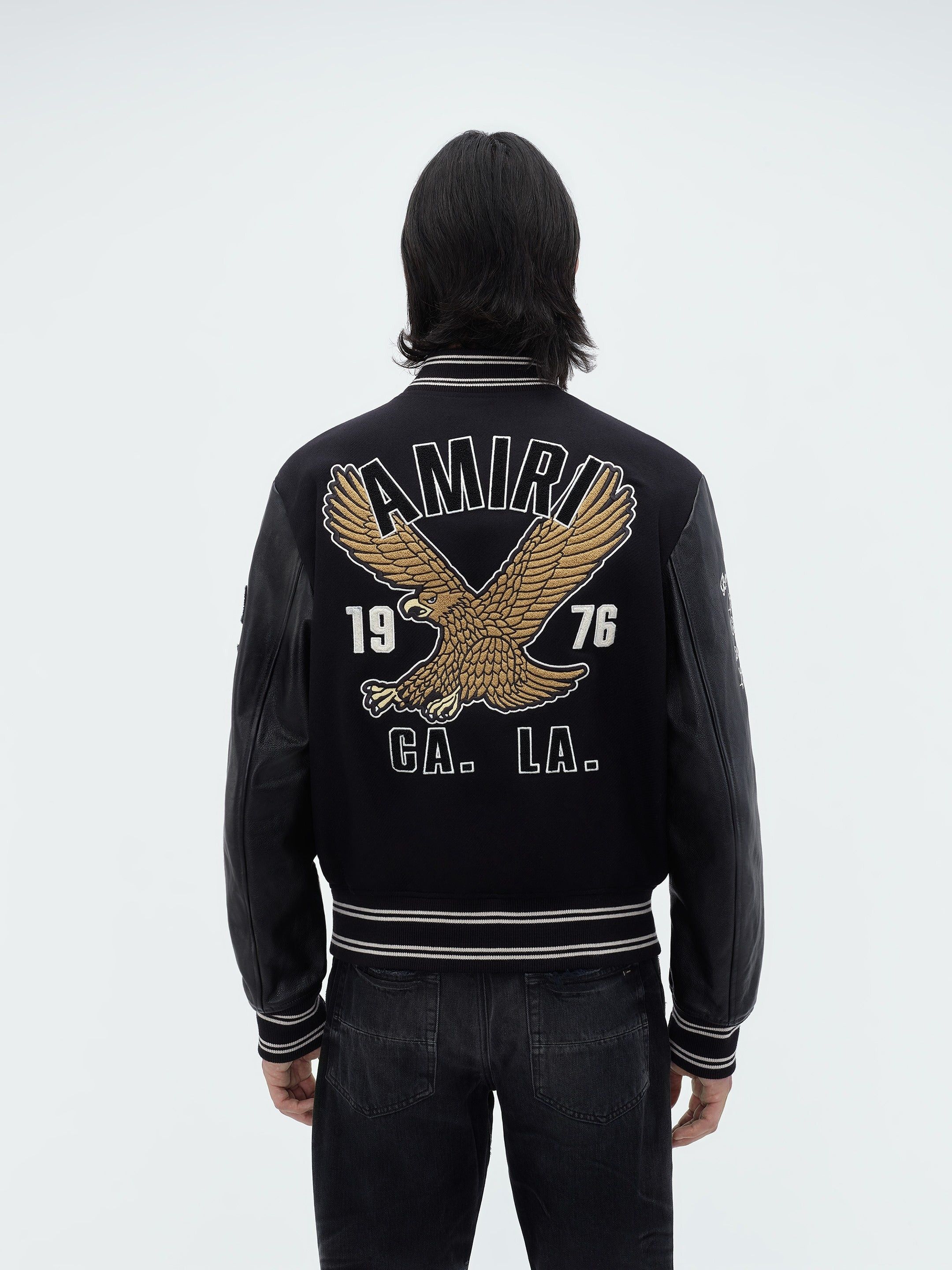 Amiri oc11z0225 Eagle Varsity Bomber Jacket in Black Size US M / EU 48-50 / 2 - 1 Thumbnail