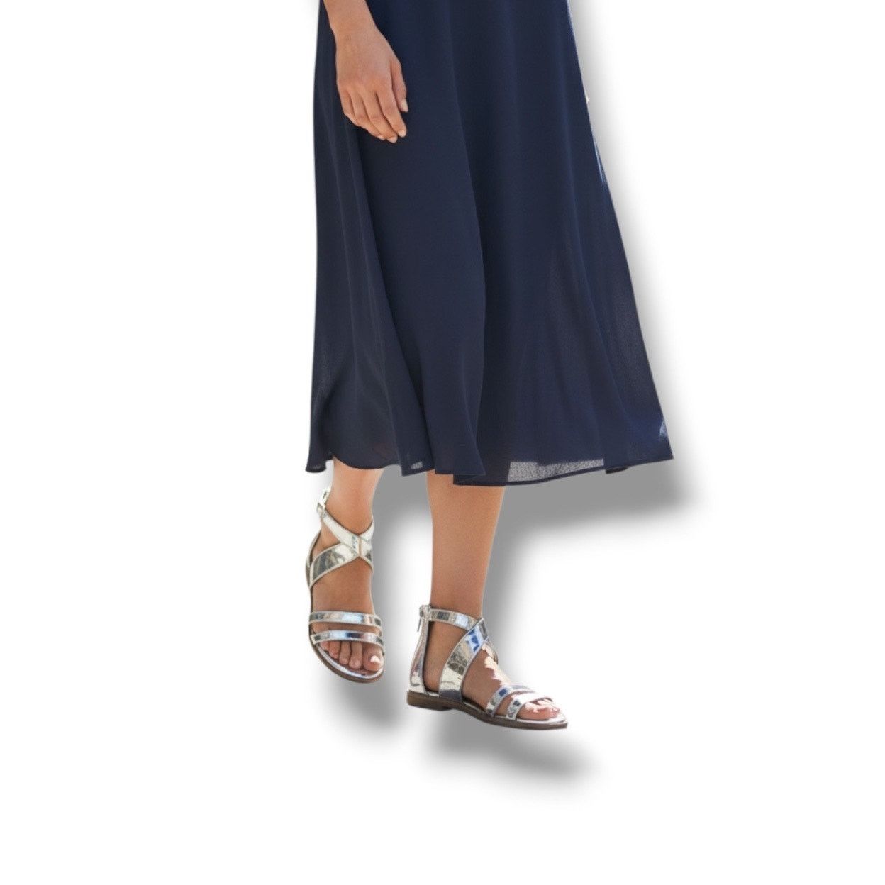 Eileen Fisher Eileen Fisher Cici silver mirrored strappy sandal Size US 8 / IT 38 - 1 Thumbnail