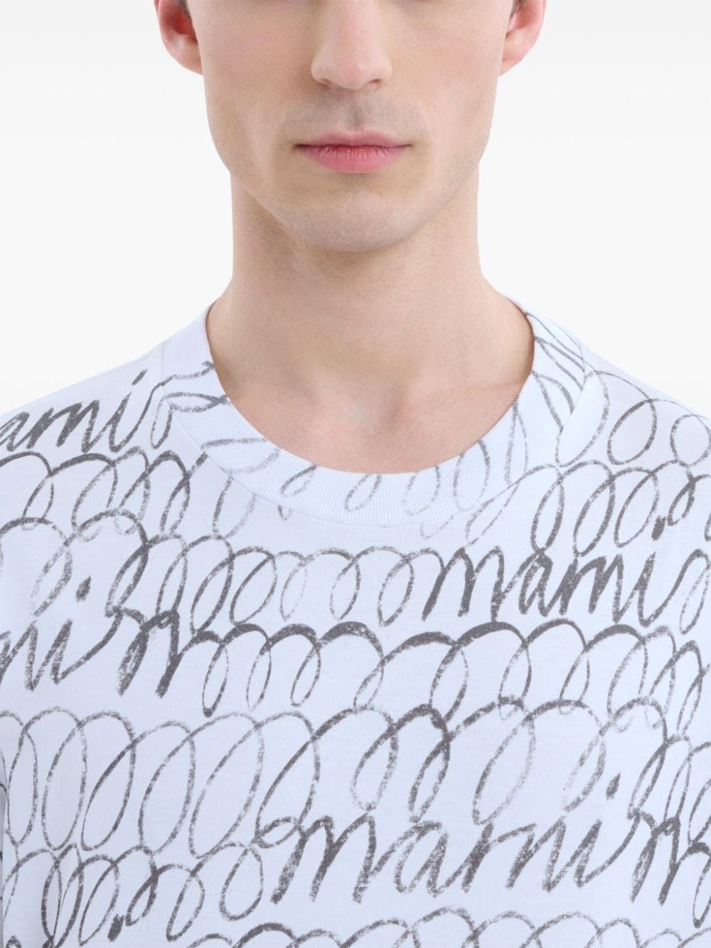 Marni o1w1db11025 Logo-Print Cotton T-Shirt in White Size US XL / EU 56 / 4 - 3 Thumbnail