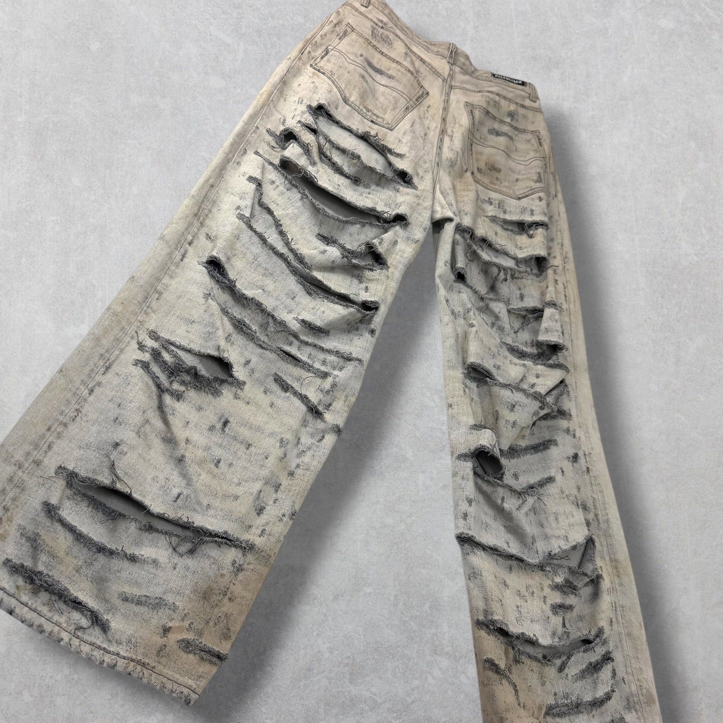 Balenciaga Balenciaga Super Destroyed Baggy Grey Jeans M (34) Size US 34 / EU 50 - 5 Thumbnail