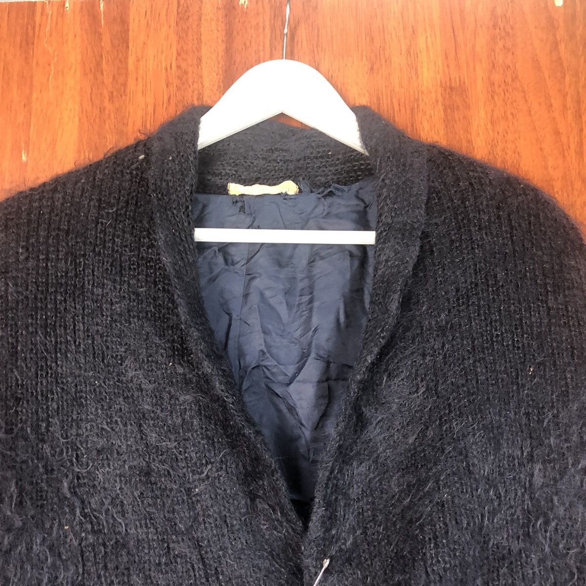 Vintage Blanct Dark Blue Shag Shaggy Fur Mohair Cardigan #7408 Size US XL / EU 56 / 4 - 6 Thumbnail