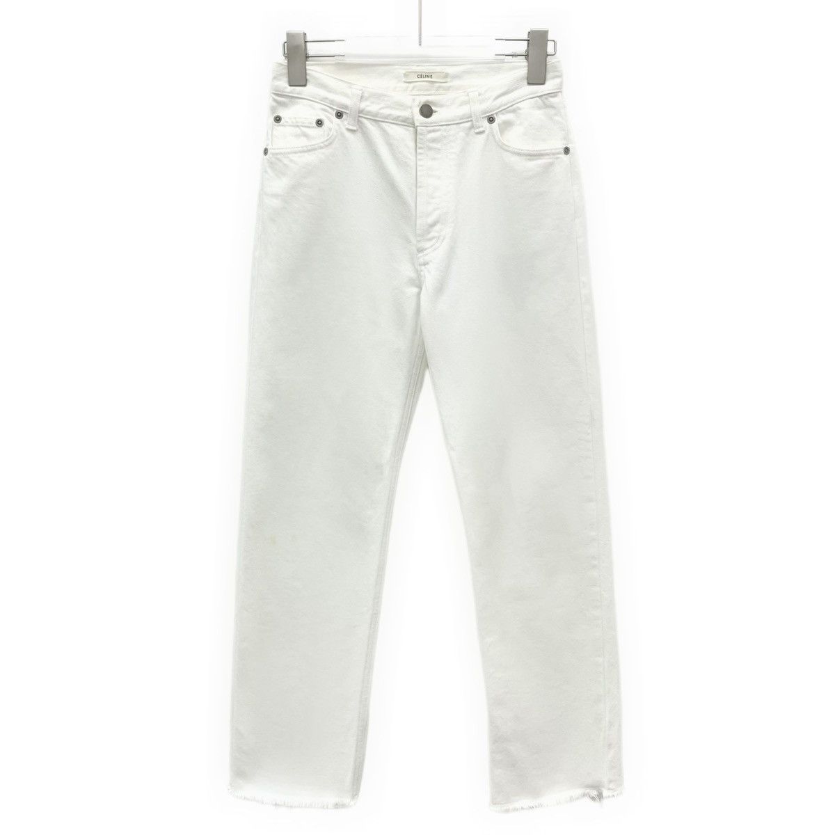 Celine Celine White Cotton Casual Pants K26WX Size 25" / US 0 / IT 36 - 1 Thumbnail