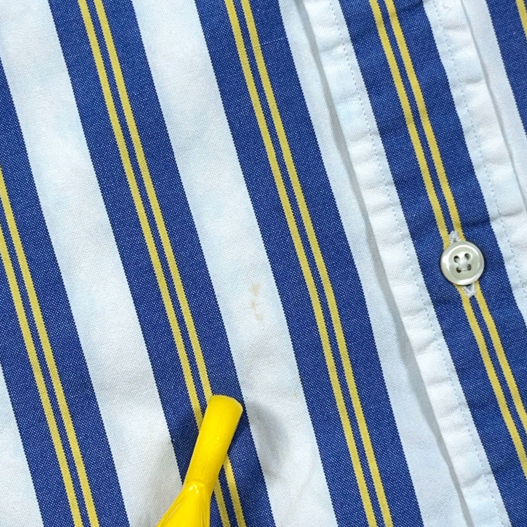 Ralph Lauren Ralph Lauren Button-Up Shirt Mens L Blue Yellow Striped Cotton Oxford Decorative Logo Button-Down Linen? Size US L / EU 52-54 / 3 - 6 Thumbnail