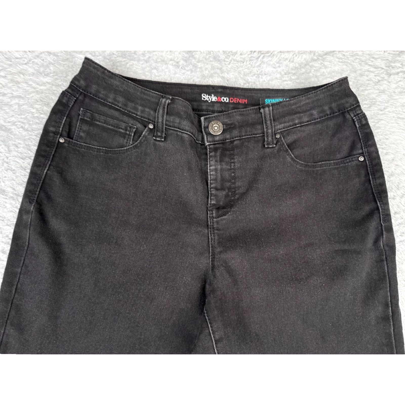 Vintage Style&co. Jeans Womens 4 Black Denim Skinny Mid Rise 28x30 Cotton Size 27" / US 4 / IT 40 - 4 Thumbnail