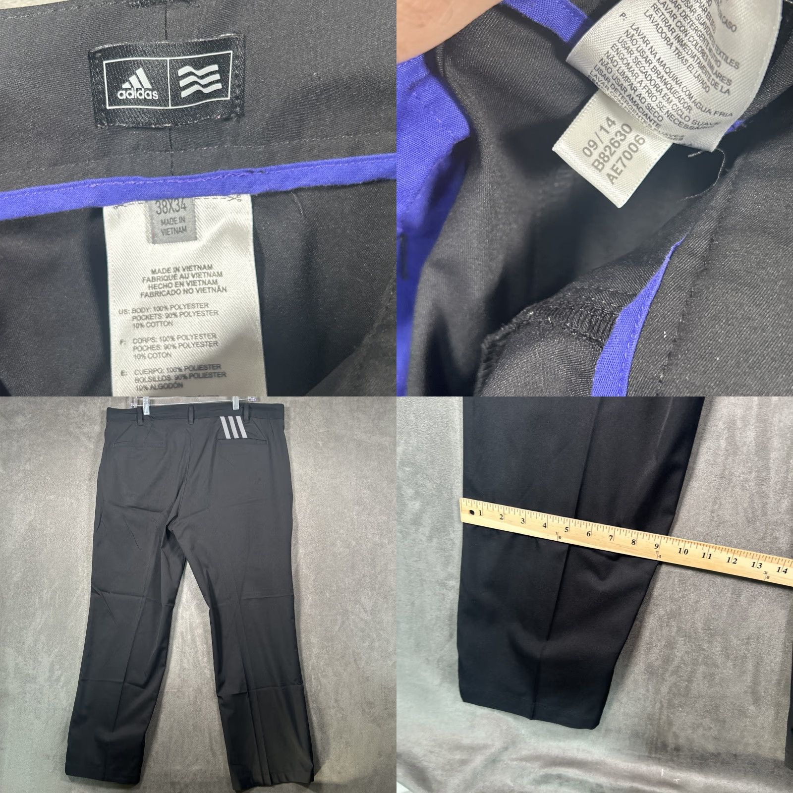 Adidas Adidas Golf Pants Black Performance Slash Pocket Mens 38x30 Chino AE7006 Size US 38 / EU 54 - 8 Thumbnail