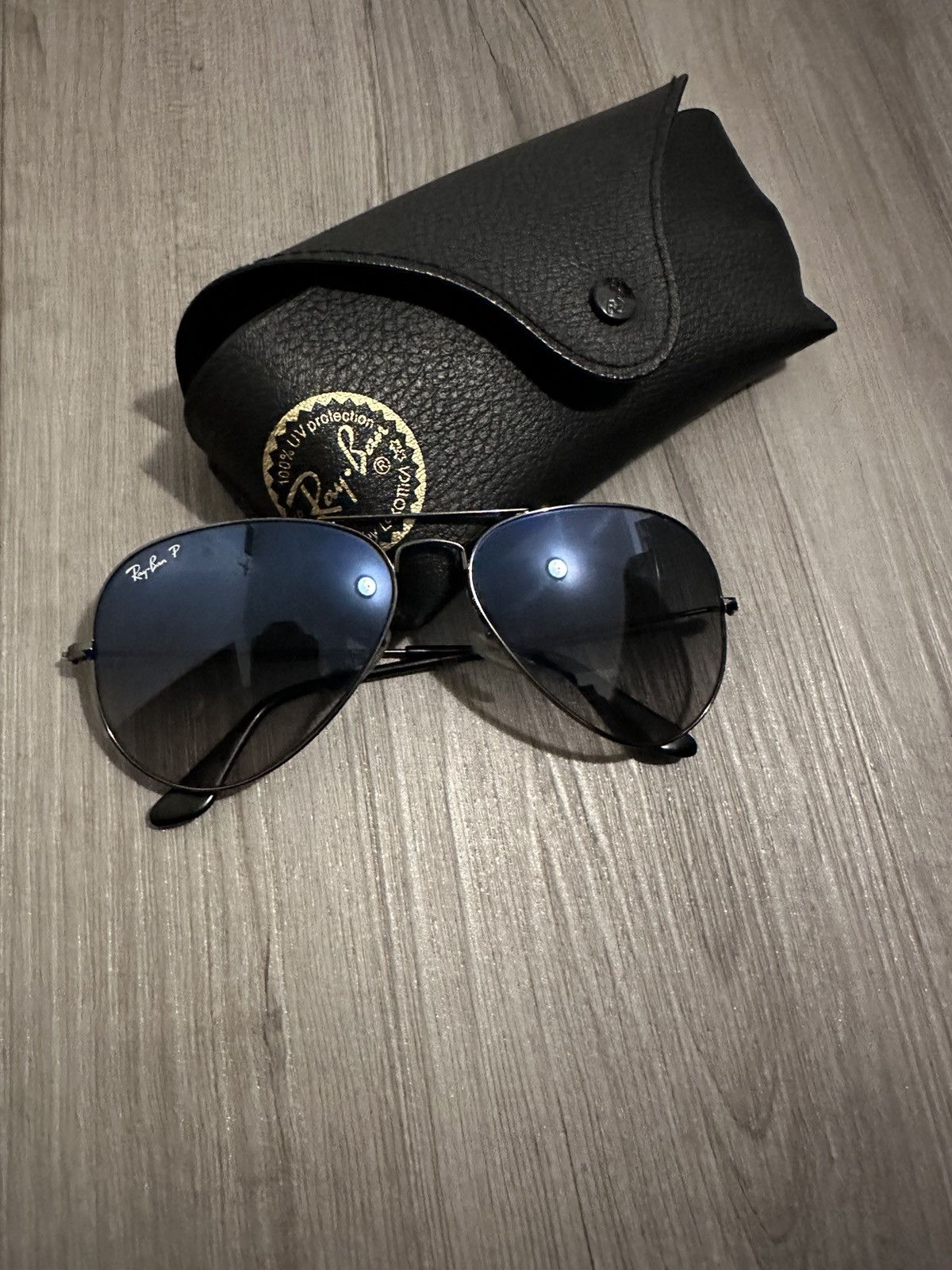 image of Rayban Aviator Glasses in Black, Men's