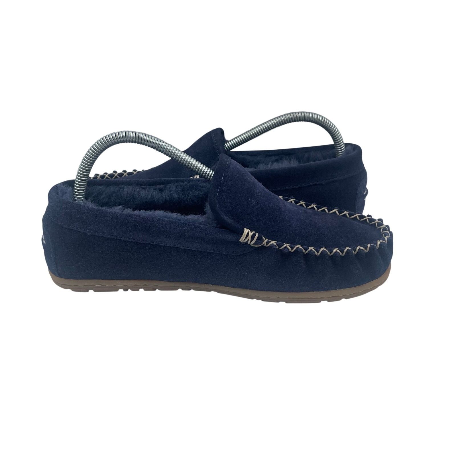 L.L. Bean LL Bean Wicked Good Slippers Moccasins Fur Lines Navy Women Size US 8 / IT 38 - 4 Thumbnail
