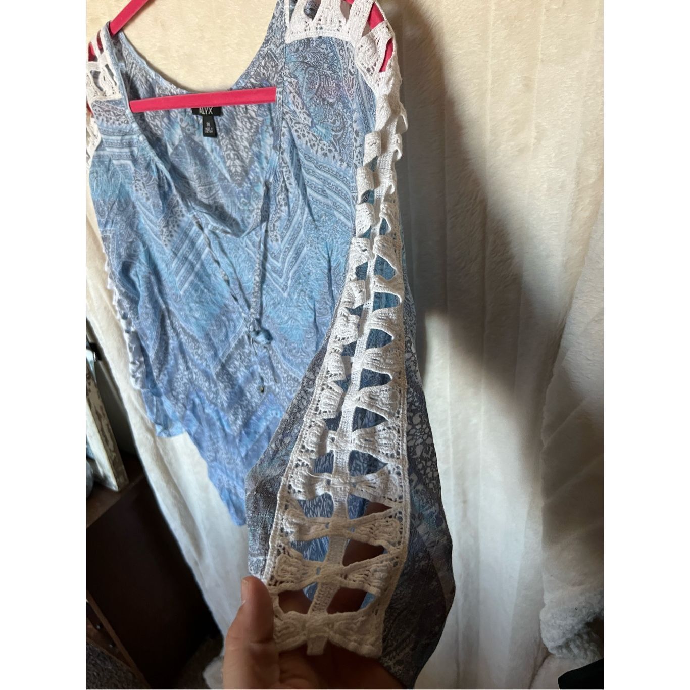 Alyx ALYX Blue Patterned V-Neck Shirt Woman’s Size XL Size XL / US 12-14 / IT 48-50 - 3 Thumbnail