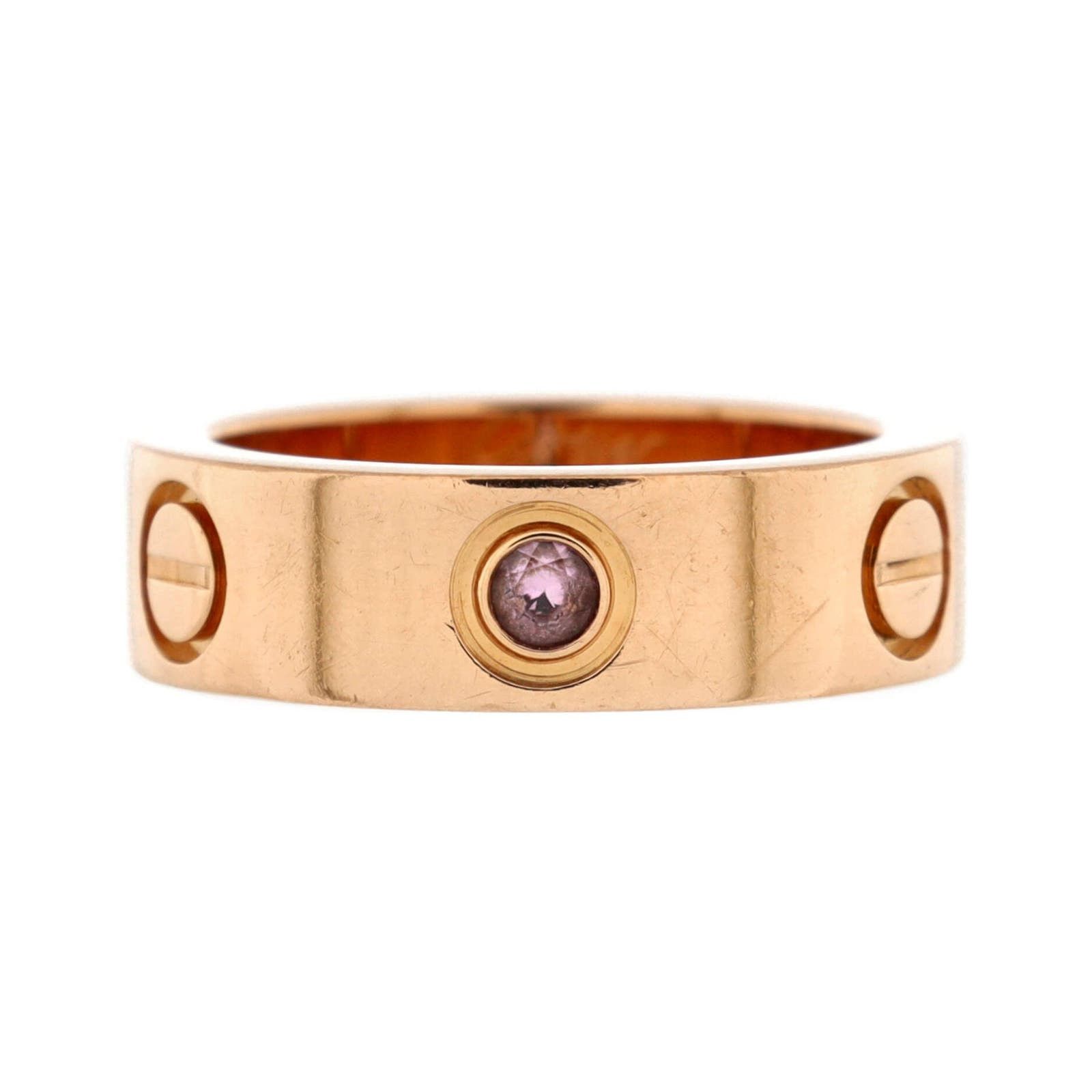 image of Cartier Love Band 1 Sapphire Ring 18K Rose Gold With Pink Sapphire, Women's