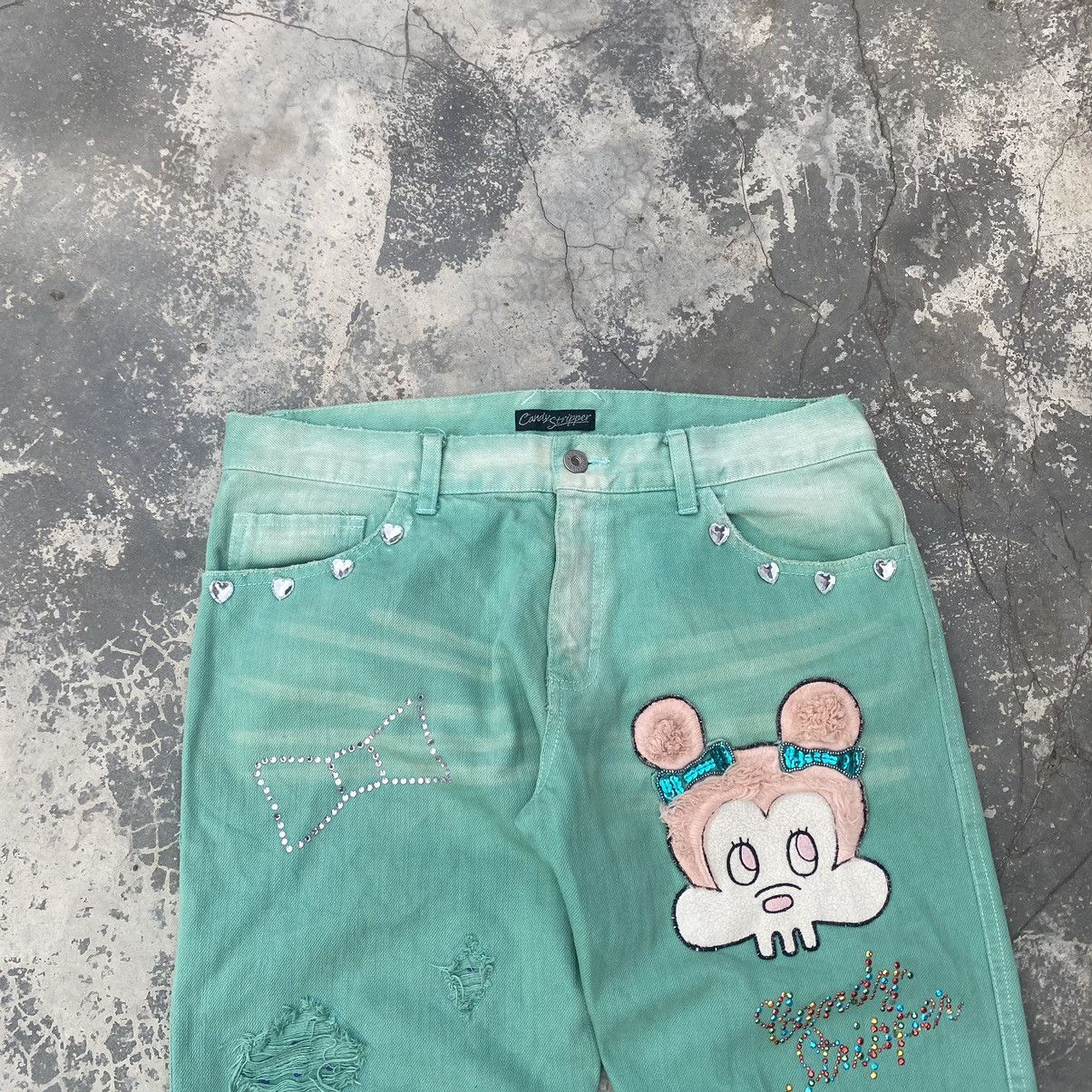 Hysteric Glamour × Japanese Brand CANDY STRIPPER Distressed Jeans Size 32" / US 10 / IT 46 - 2 Thumbnail