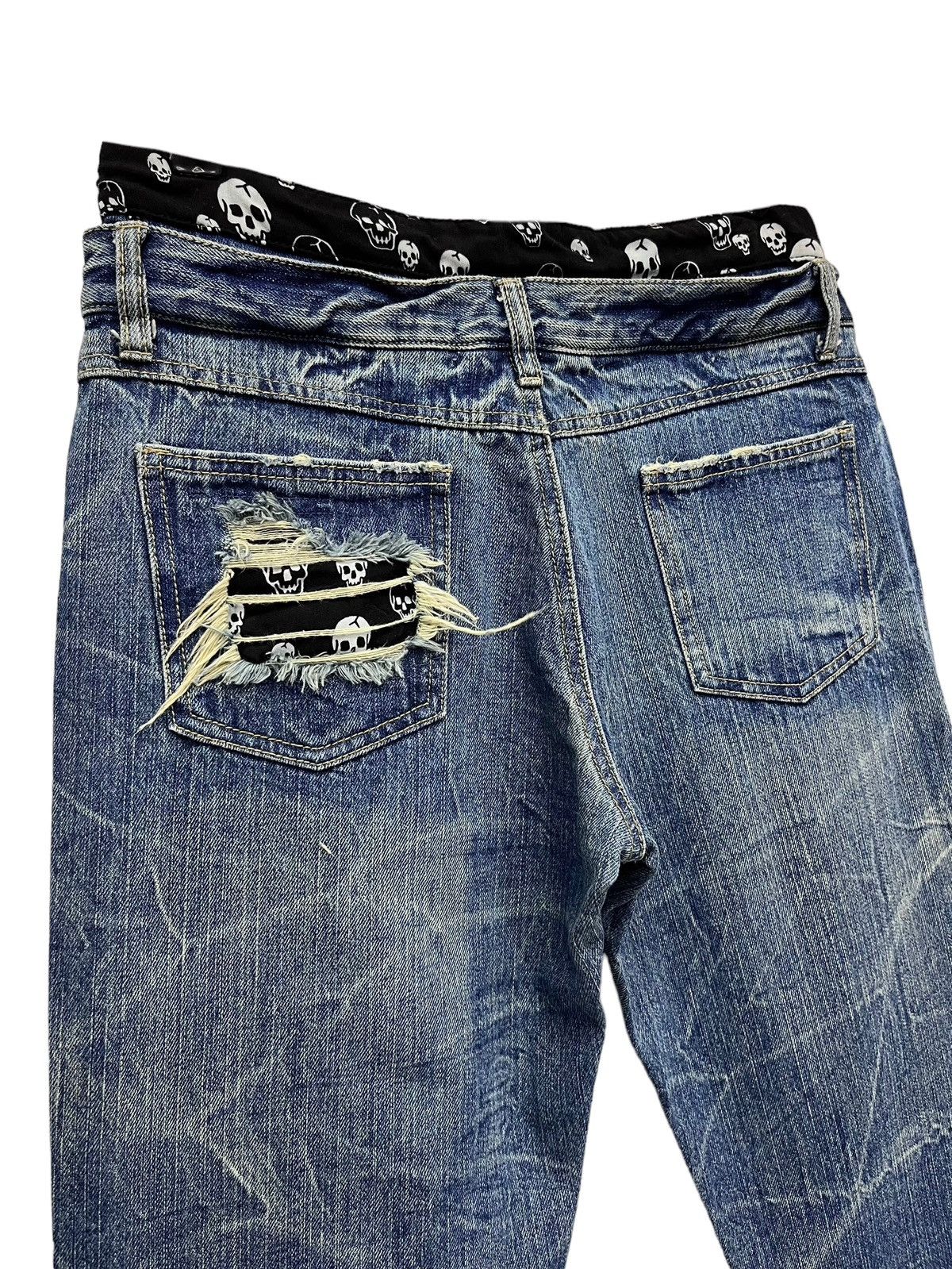 Vintage 💀PLAYCHESS Skulls Grunge Double Waist Distressed Denim Size US 29 - 8 Thumbnail