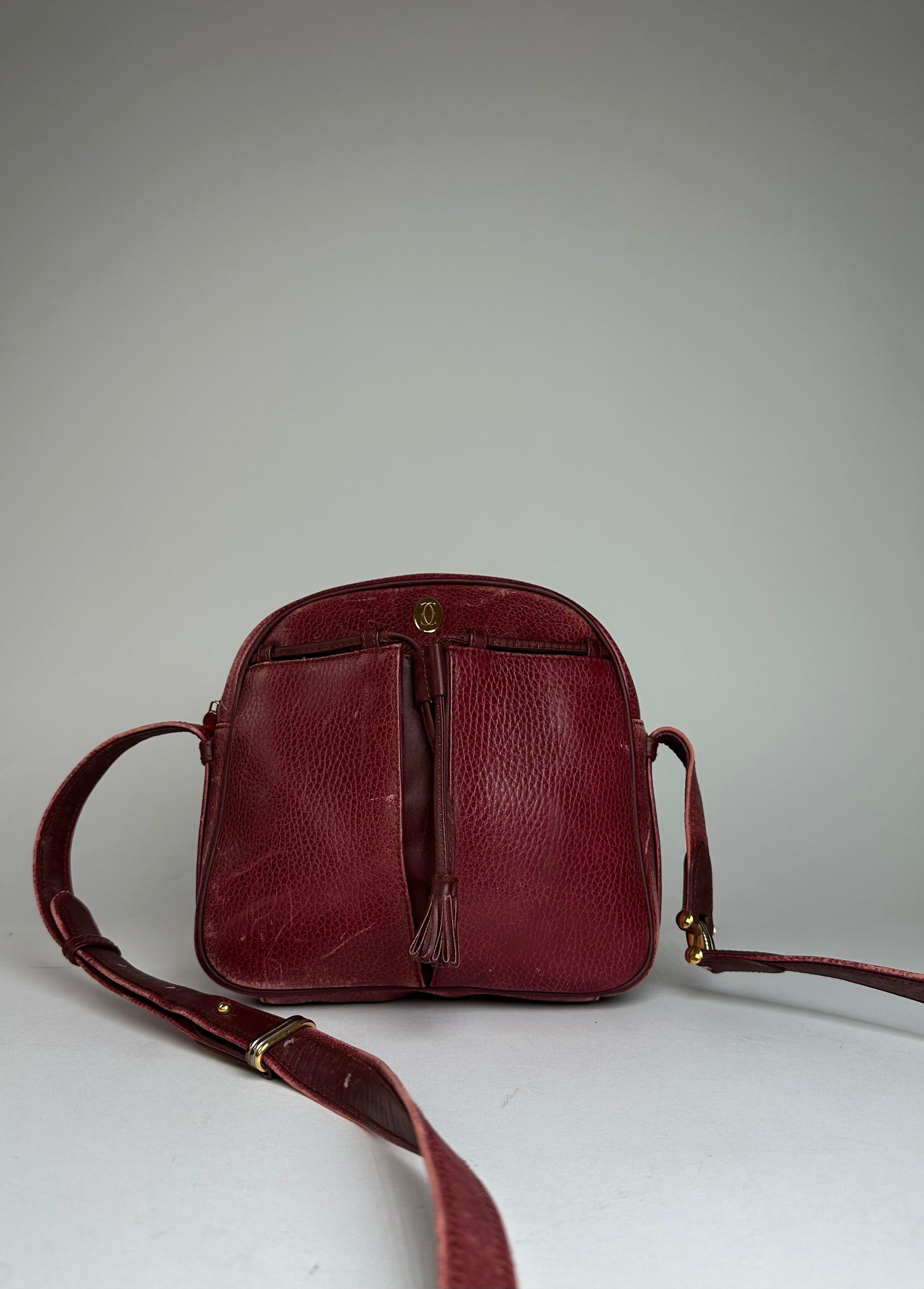 Cartier Vintage Leather Shoulder Bag Dark Red Size ONE SIZE - 1 Thumbnail