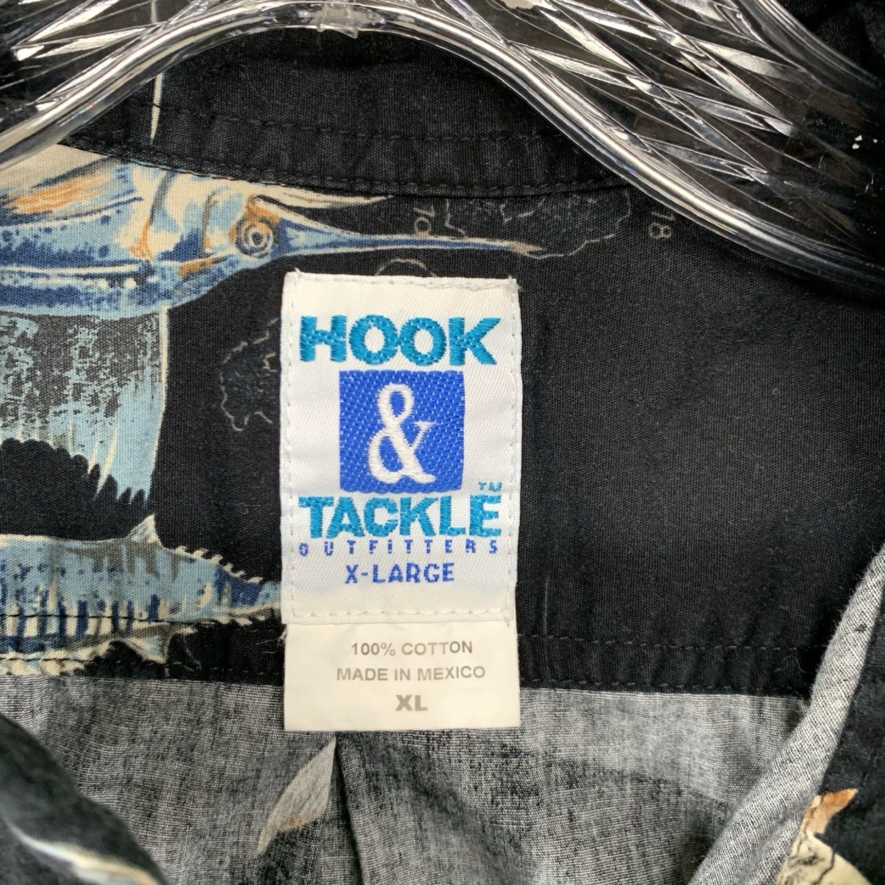 Vintage Hook & Tackle Hawaiian Shirt XL Cotton Black Deep Sea Fishing Fish 90s Mens Size US XL / EU 56 / 4 - 3 Thumbnail