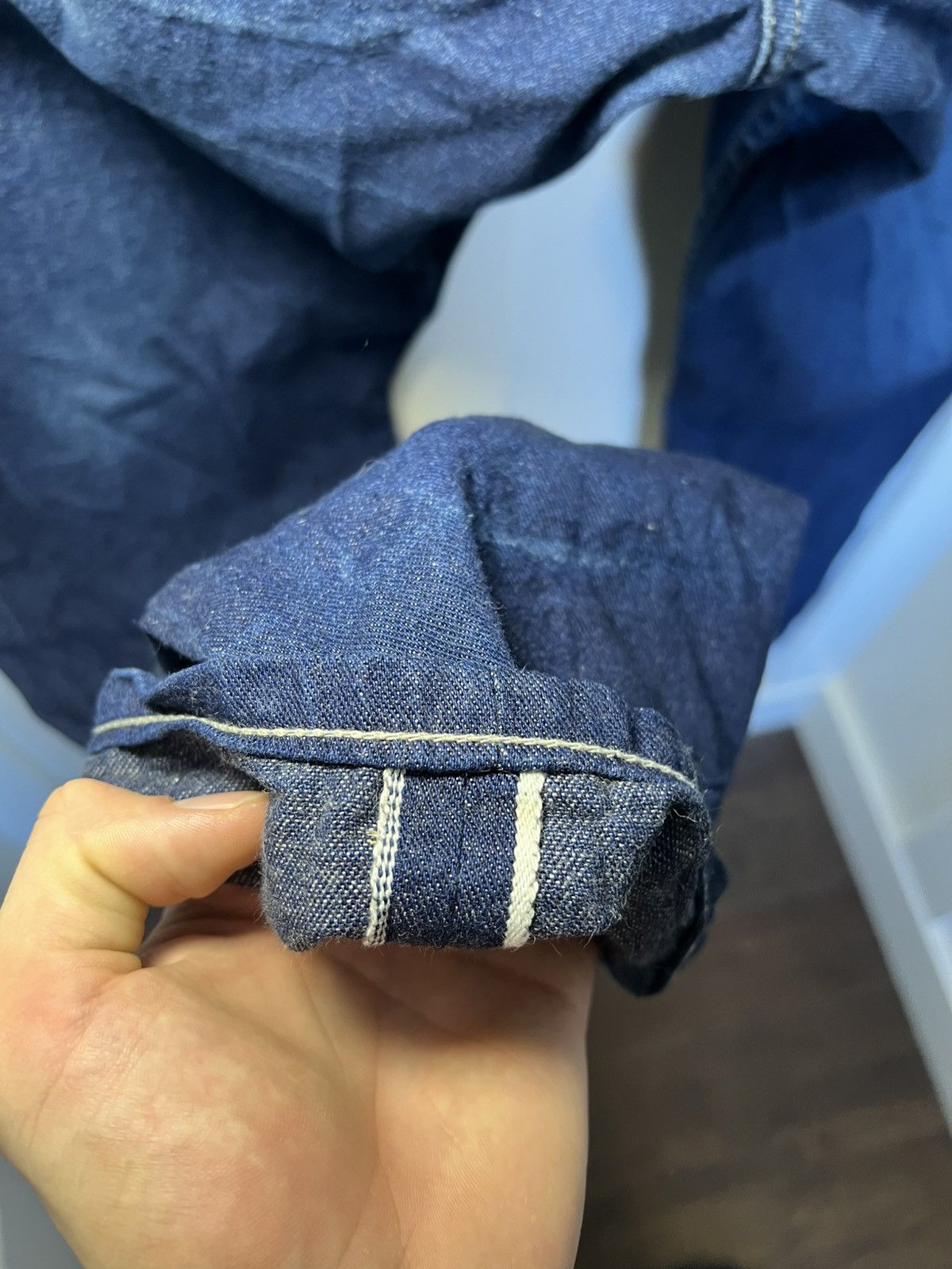 Naked & Famous Vintage Naked & Famous faded raw selvedge denim blue jeans Size US 31 - 7 Thumbnail