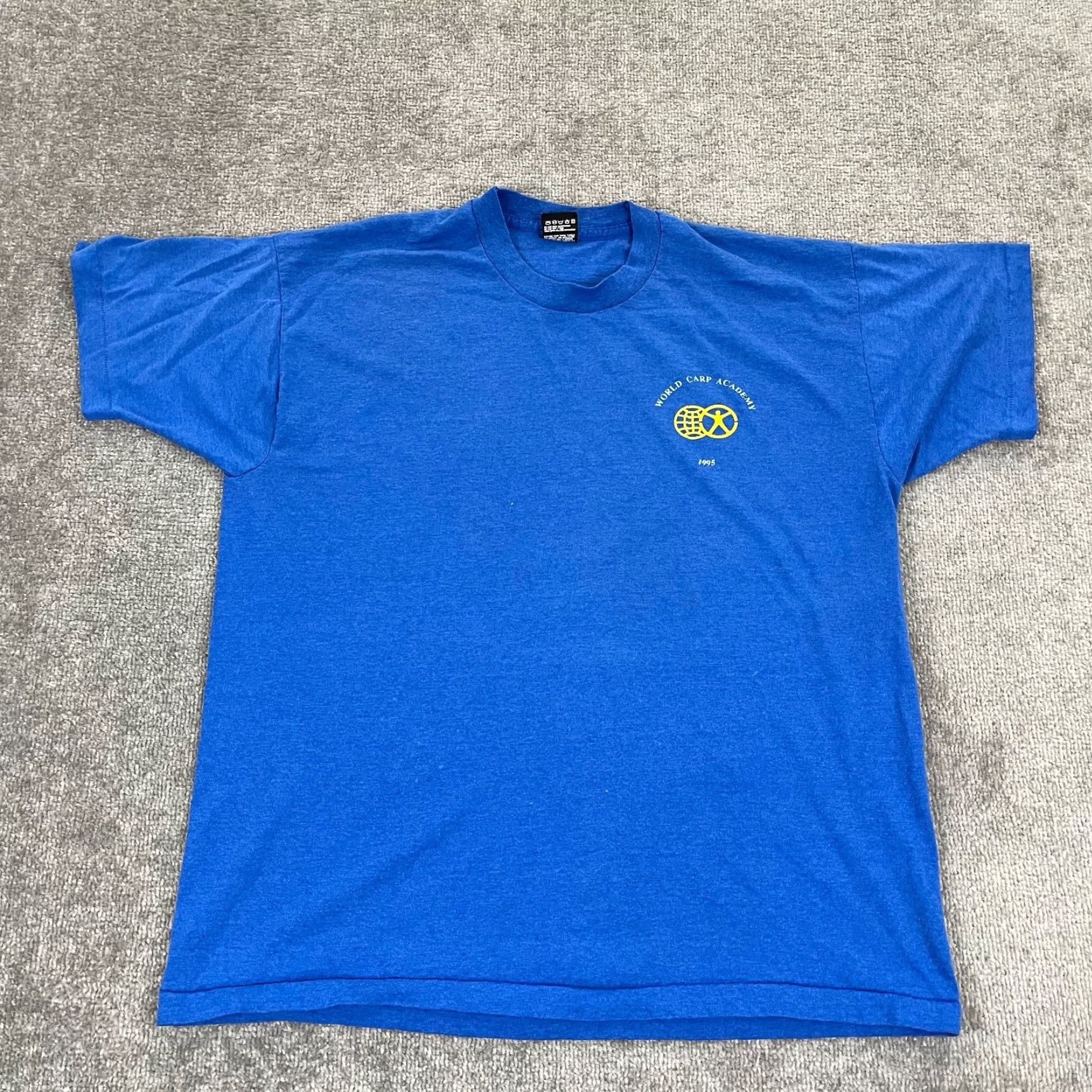 Fruit Of The Loom VINTAGE Fruit of the Loom Shirt Mens XL Blue World Carp Academy Graphic Tee USA 1995 90s Size US XL / EU 56 / 4 - 2 Thumbnail