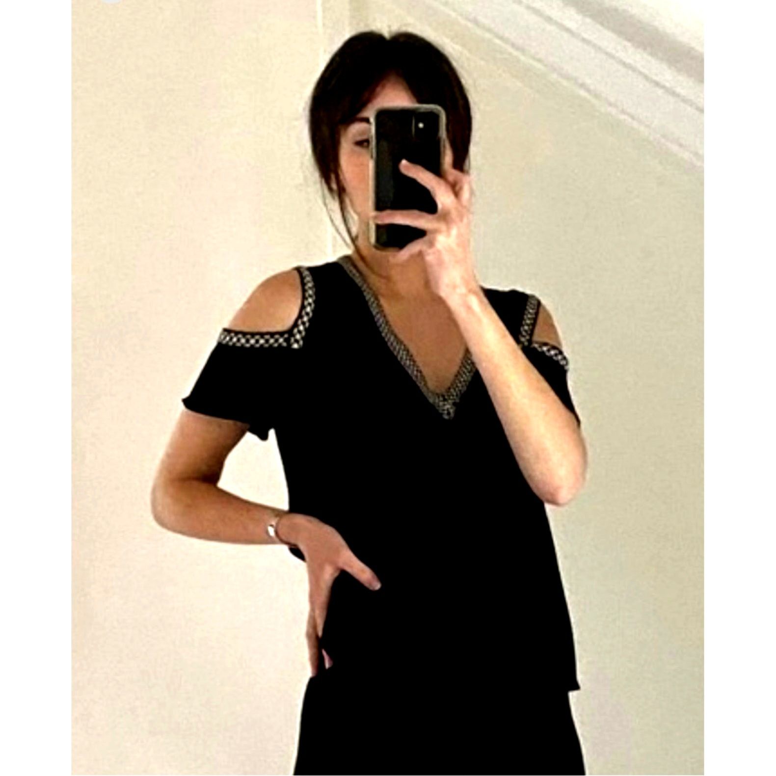 Maje Maje Lisea Cold-Shoulder Crepe Top 100% Viscose Black S Size S / US 4 / IT 40 - 3 Thumbnail