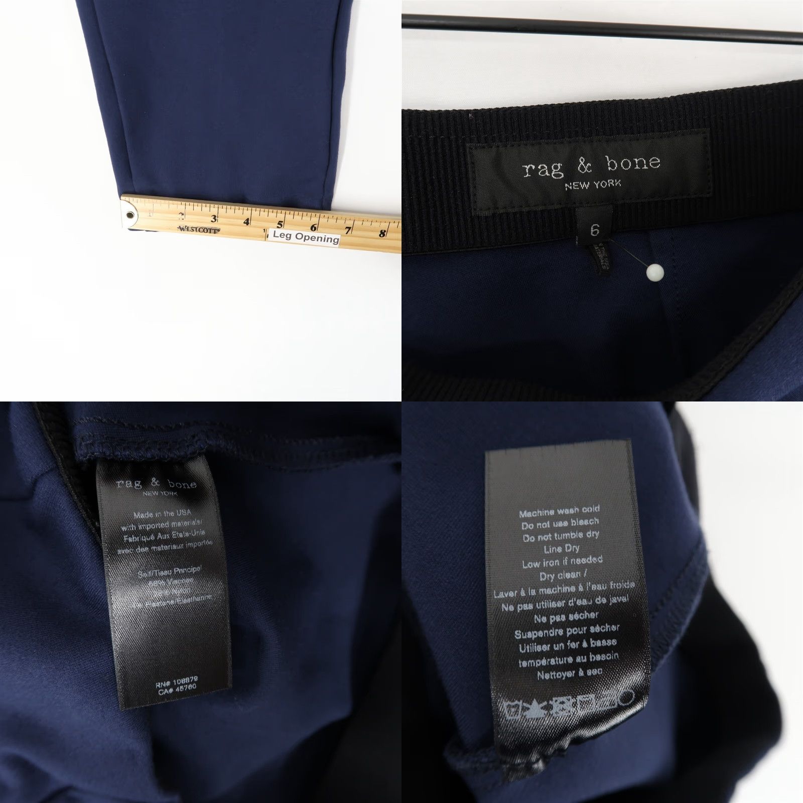 Rag & Bone rag & bone Simone Pants Womens 6 Blue Slim Fit Back Zip Capri Ponte Shirt Size 28" / US 6 / IT 42 - 8 Thumbnail