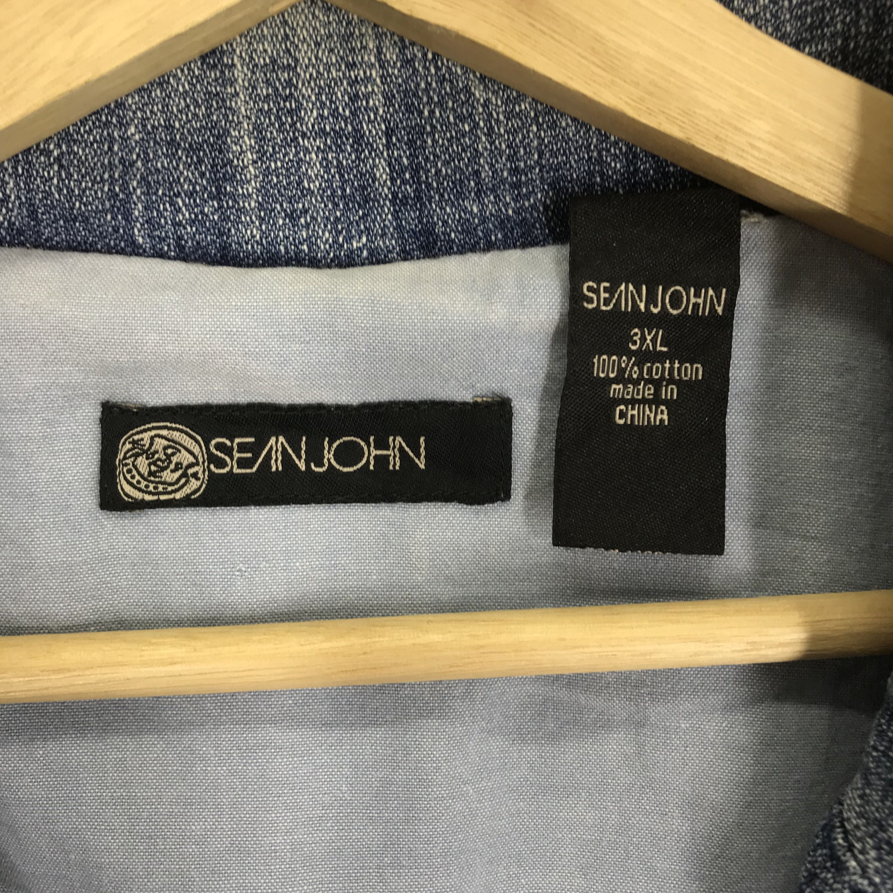 Sean John × Vintage Vintage 90s Sean John Denim Workers Jacket Stone Wash Blue Size US L / EU 52-54 / 3 - 6 Thumbnail