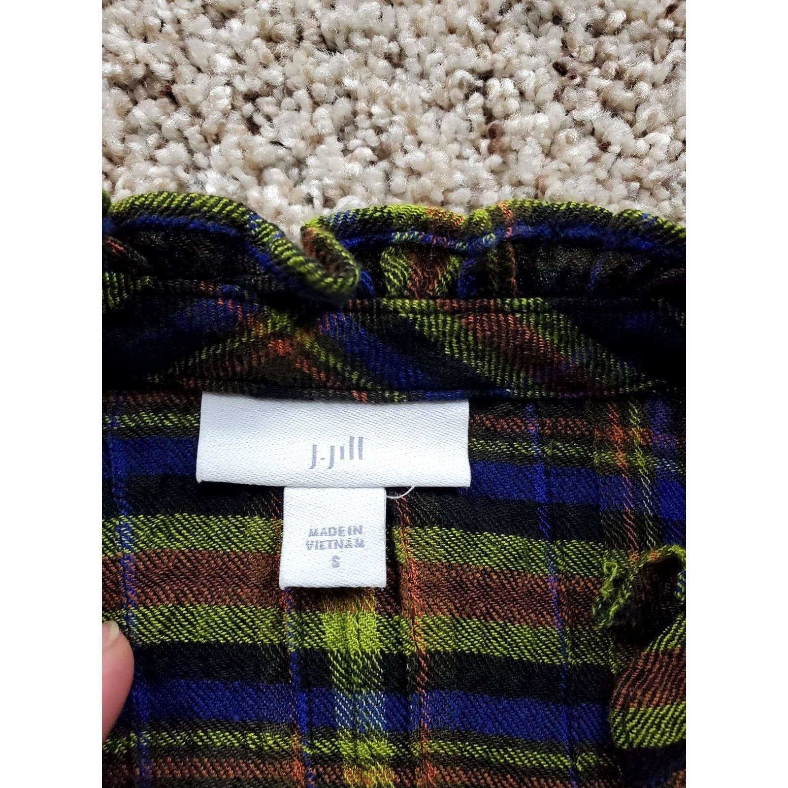 J. Jill J. Jill Shirt Womens Small Plaid Button-Up Long Sleeve Top Rayon Blend Stretch Regular Vintage No Size S / US 4 / IT 40 - 4 Thumbnail