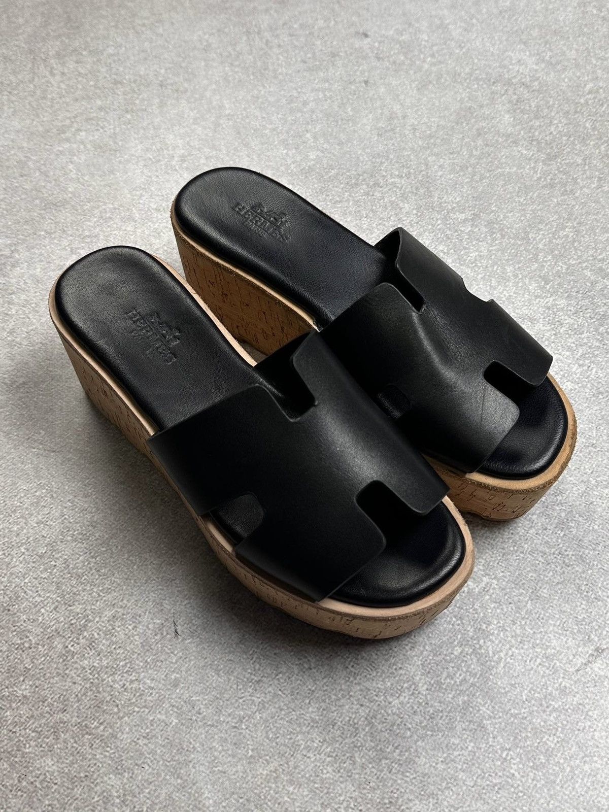 Vintage Hermes Leather Hi Sandals EUR 37