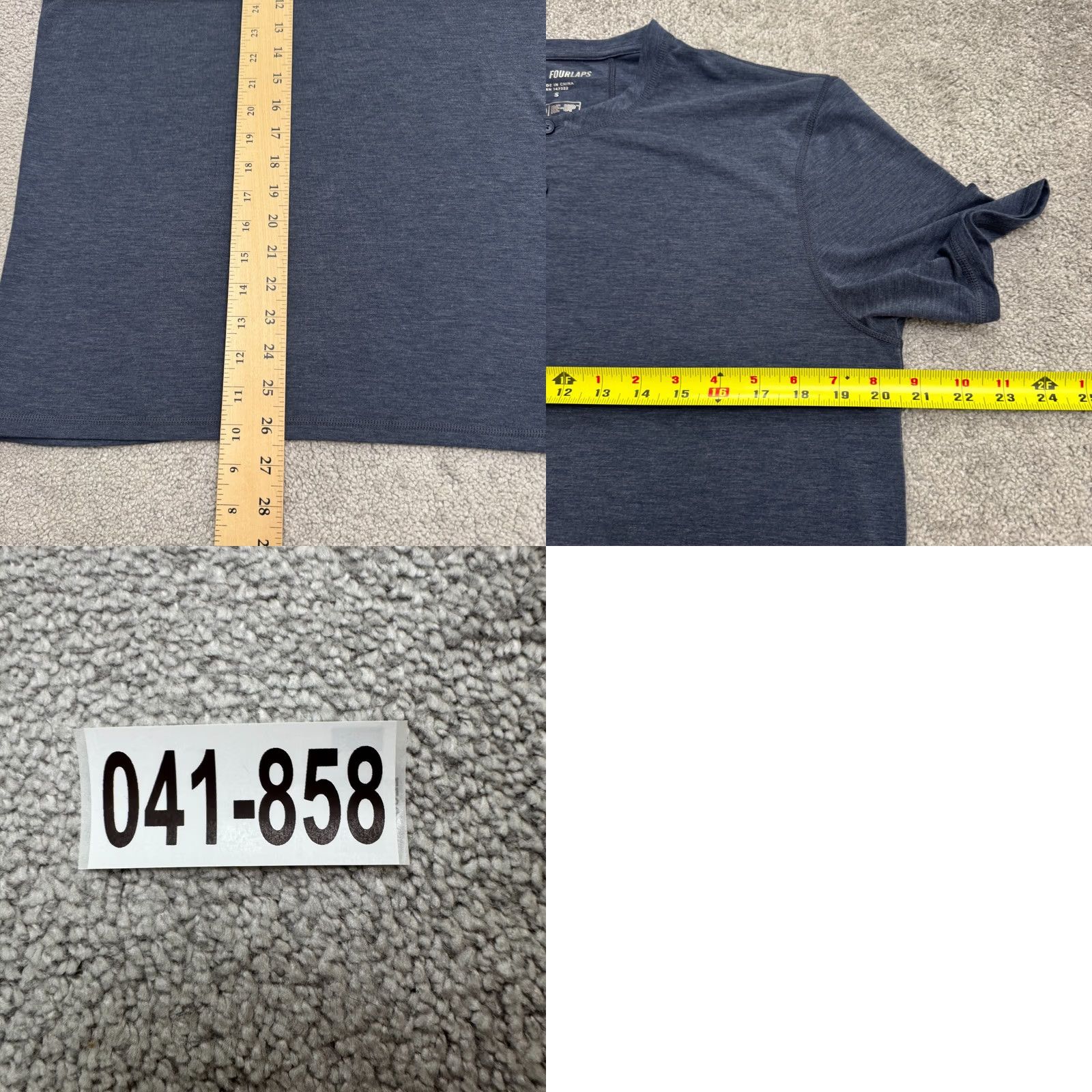 Vintage Fourlaps Re-Up Performance Henley T-Shirt Mens Small Heathered Navy Blue Tee Top Size US S / EU 44-46 / 1 - 9 Thumbnail