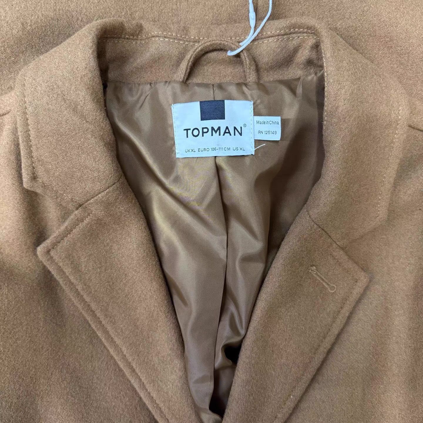 Topman TOPMAN Camel Long Wool Blend Coat Q10 Size US XL / EU 56 / 4 - 2 Thumbnail