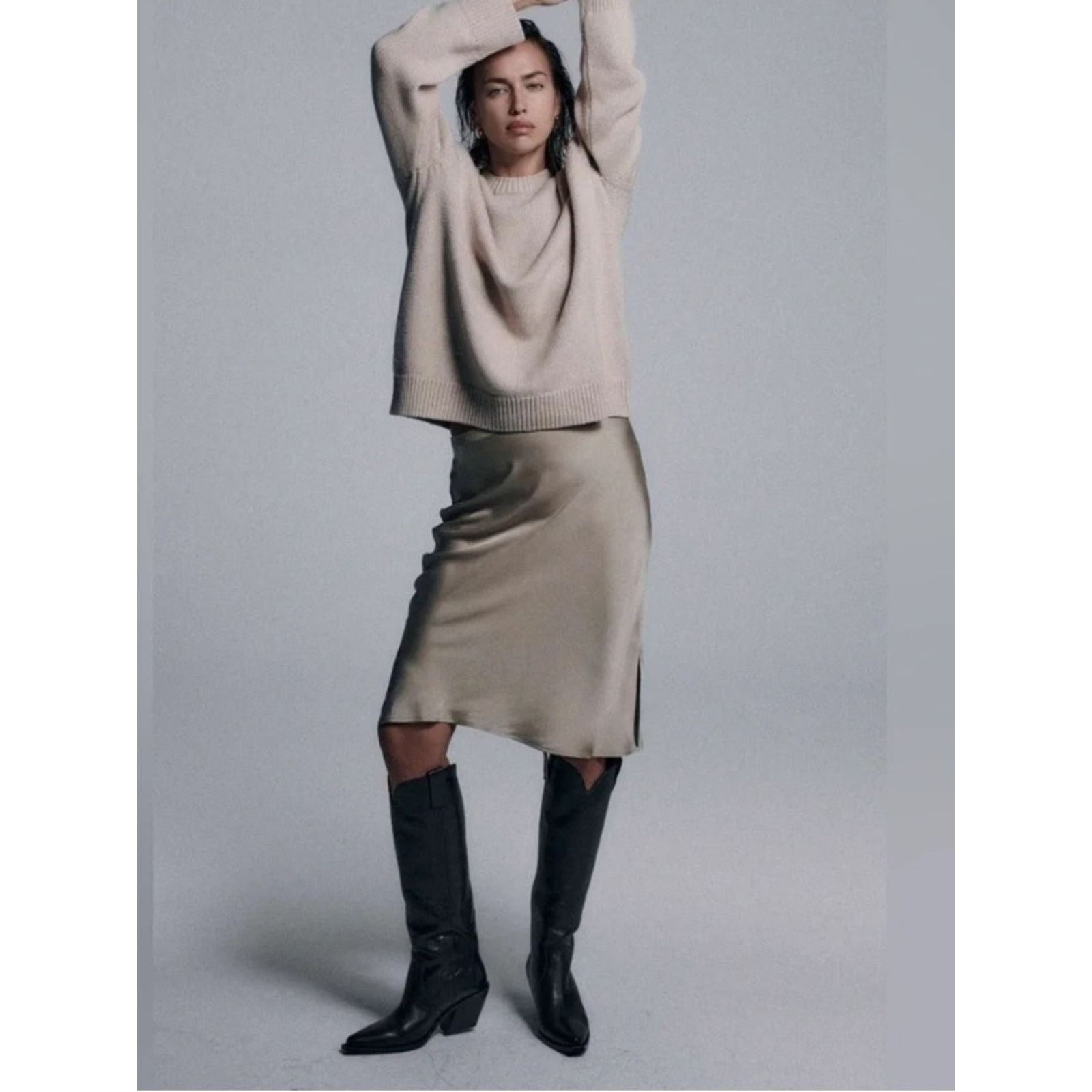 Anine Bing Anine Bing $300 Biege Satin Erin Silk Skirt MEDIUM EUC Size 30" / US 8 / IT 44 - 11 Thumbnail