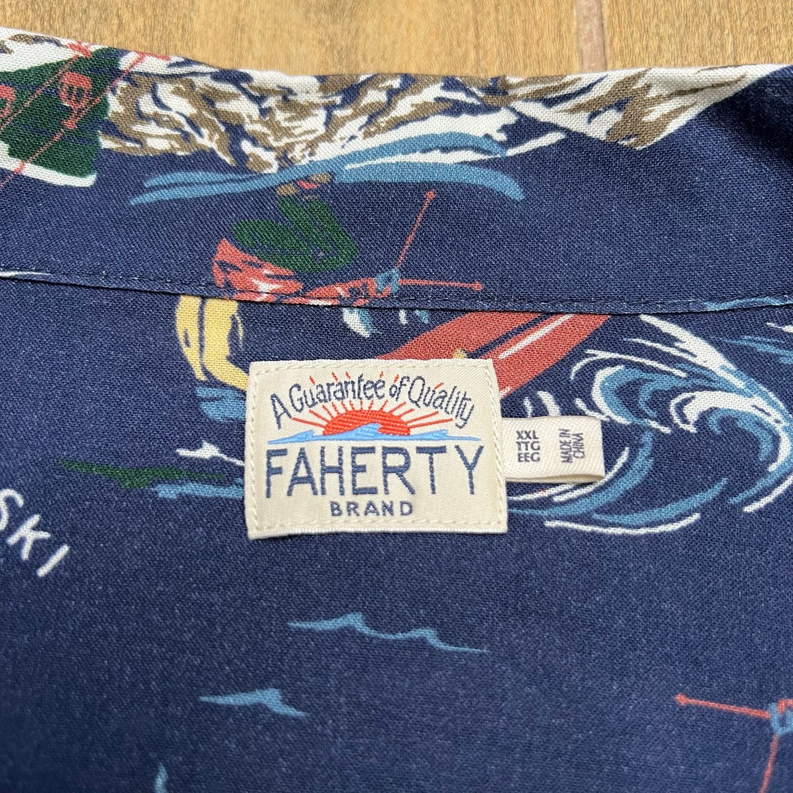 Faherty FAHERTY Camp Shirt Mens XXL Navy Button Up Short Sleeve Sea Size US XXL / EU 58 / 5 - 8 Thumbnail