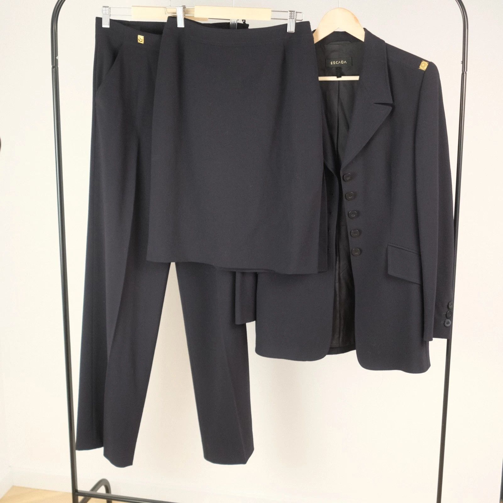 Escada Rare Vintage Escada Wool 3 Piece Suit Size S Size 26" / US 2 / IT 38 - 1 Thumbnail