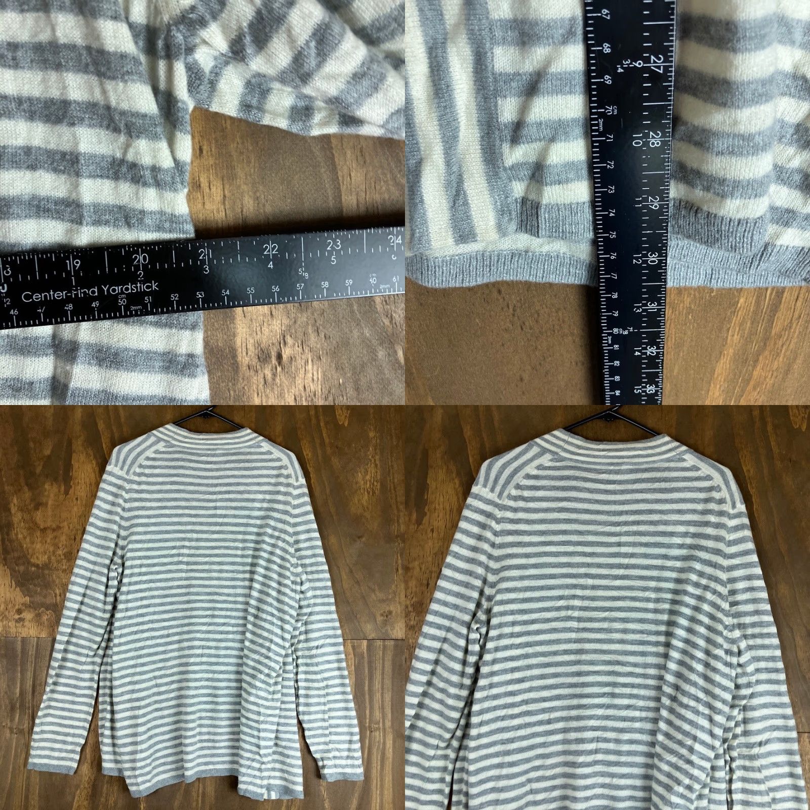 Talbots Talbots Womens Sweater White Gray Striped Open Front Cardigan Lambs Wool Blend L Knit Style Cardigan Women Open Front Knitwear Casual Formal Workwear Size L / US 10 / IT 46 - 8 Thumbnail