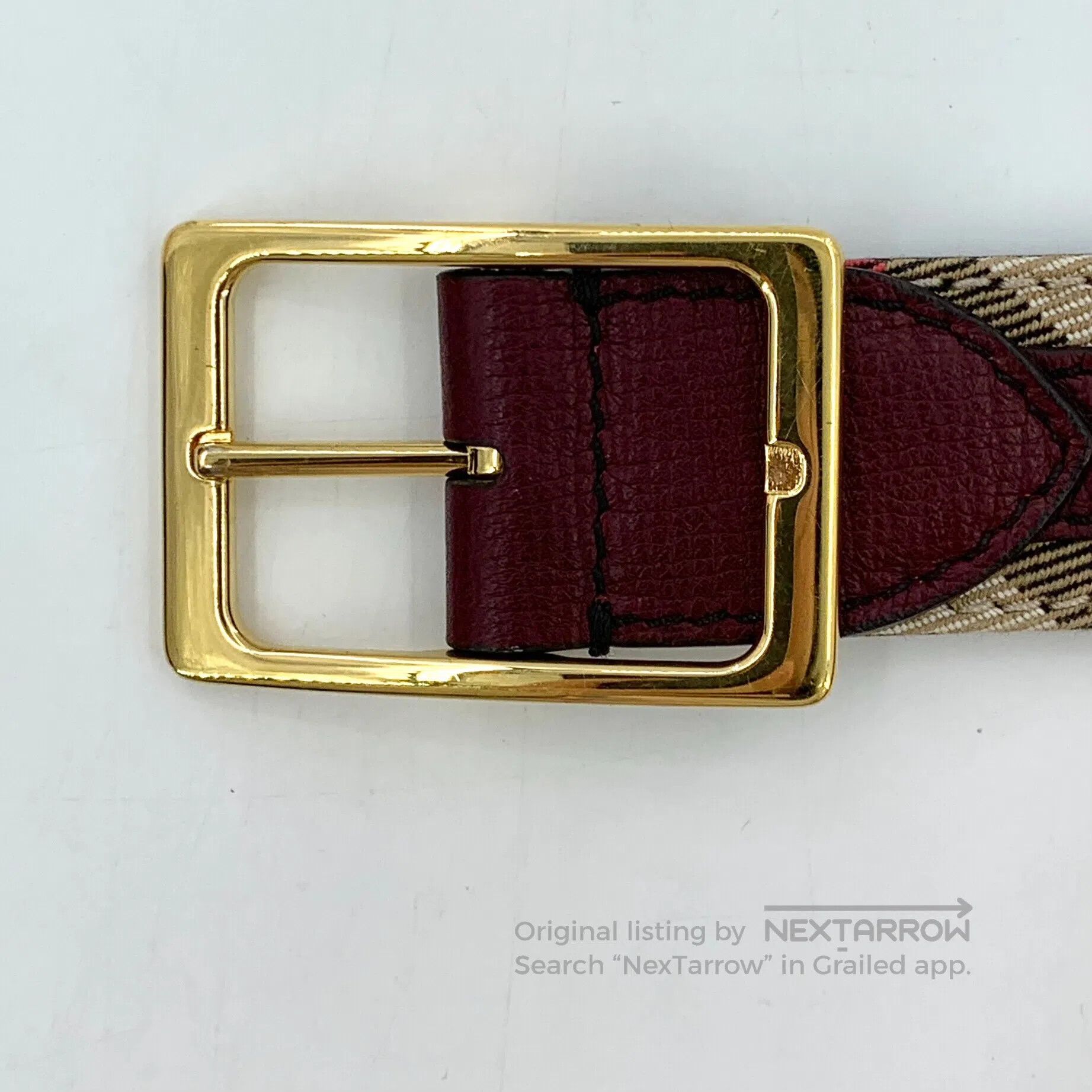 Burberry Burberry Color-Blocked Plaid Design Square Buckle Leather Size ONE SIZE - 8 Thumbnail