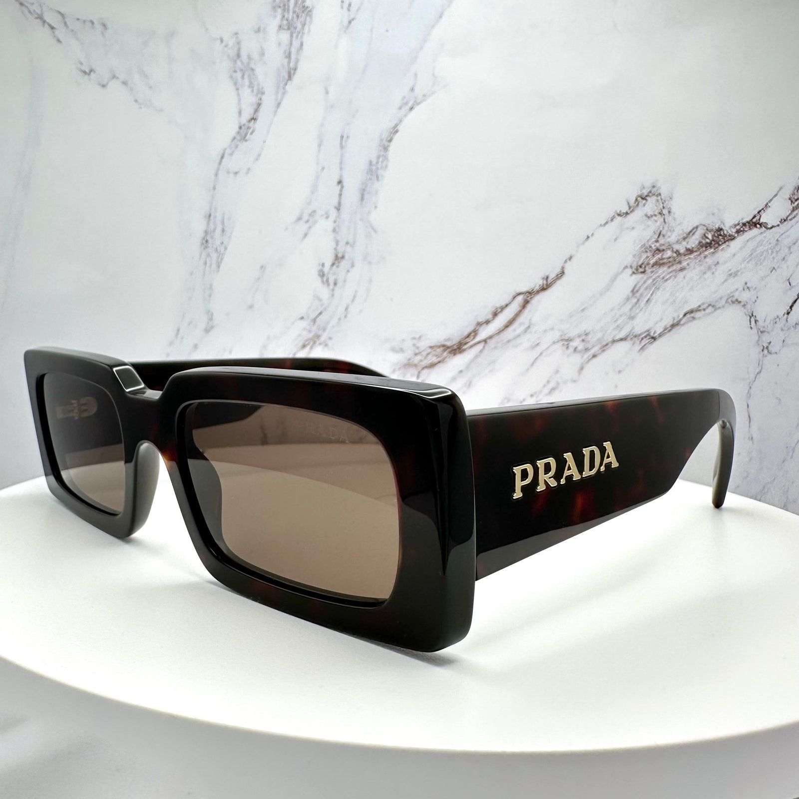 Prada Prada Sunglasses Brown Black Tortoise Gold Metal Logo Size ONE SIZE - 6 Thumbnail