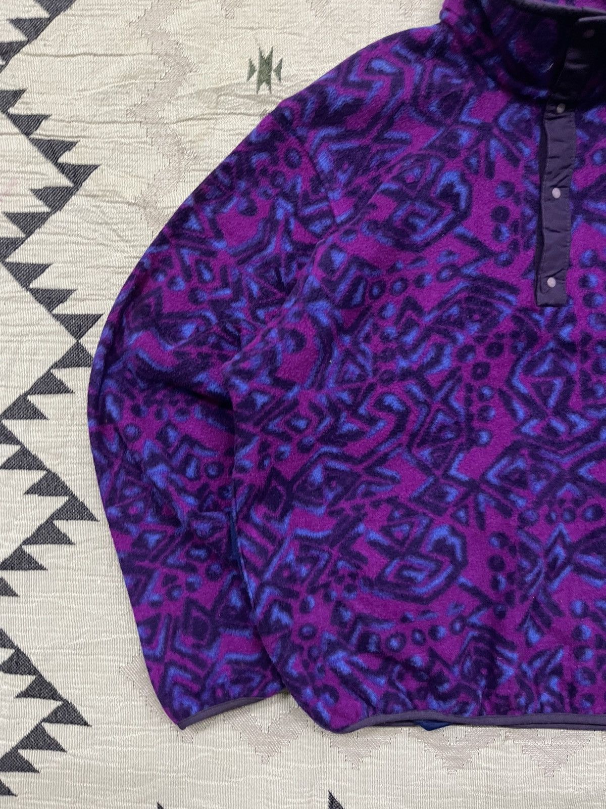 L.L. Bean 70s-80s L.L BEAN AZTEC PATTERN HALF BUTTON FLEECE Size US M / EU 48-50 / 2 - 3 Thumbnail