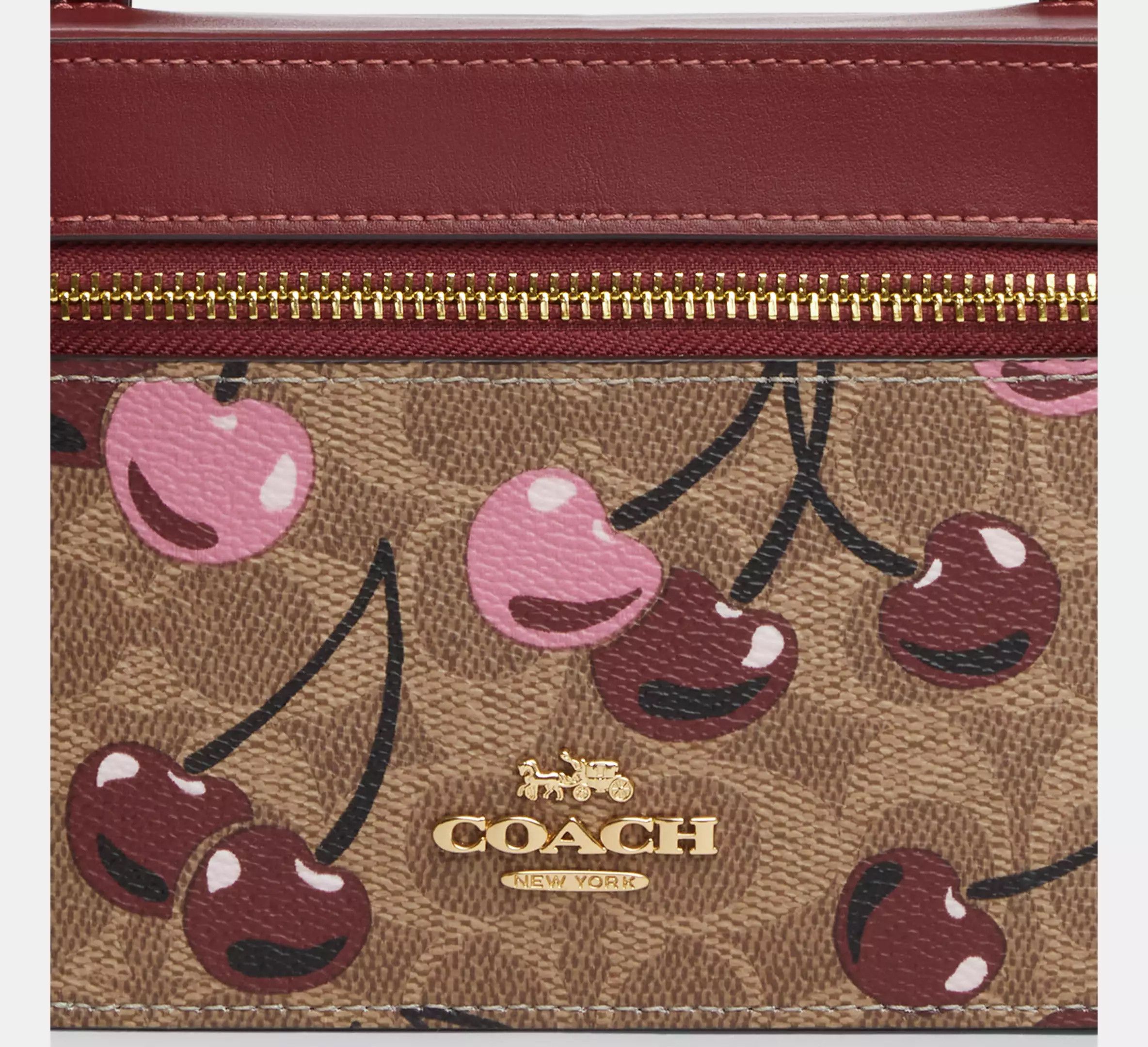 Coach 🍒 Cosmetic Case In Signature Canvas With Cherry CZ025 Size ONE SIZE - 8 Thumbnail