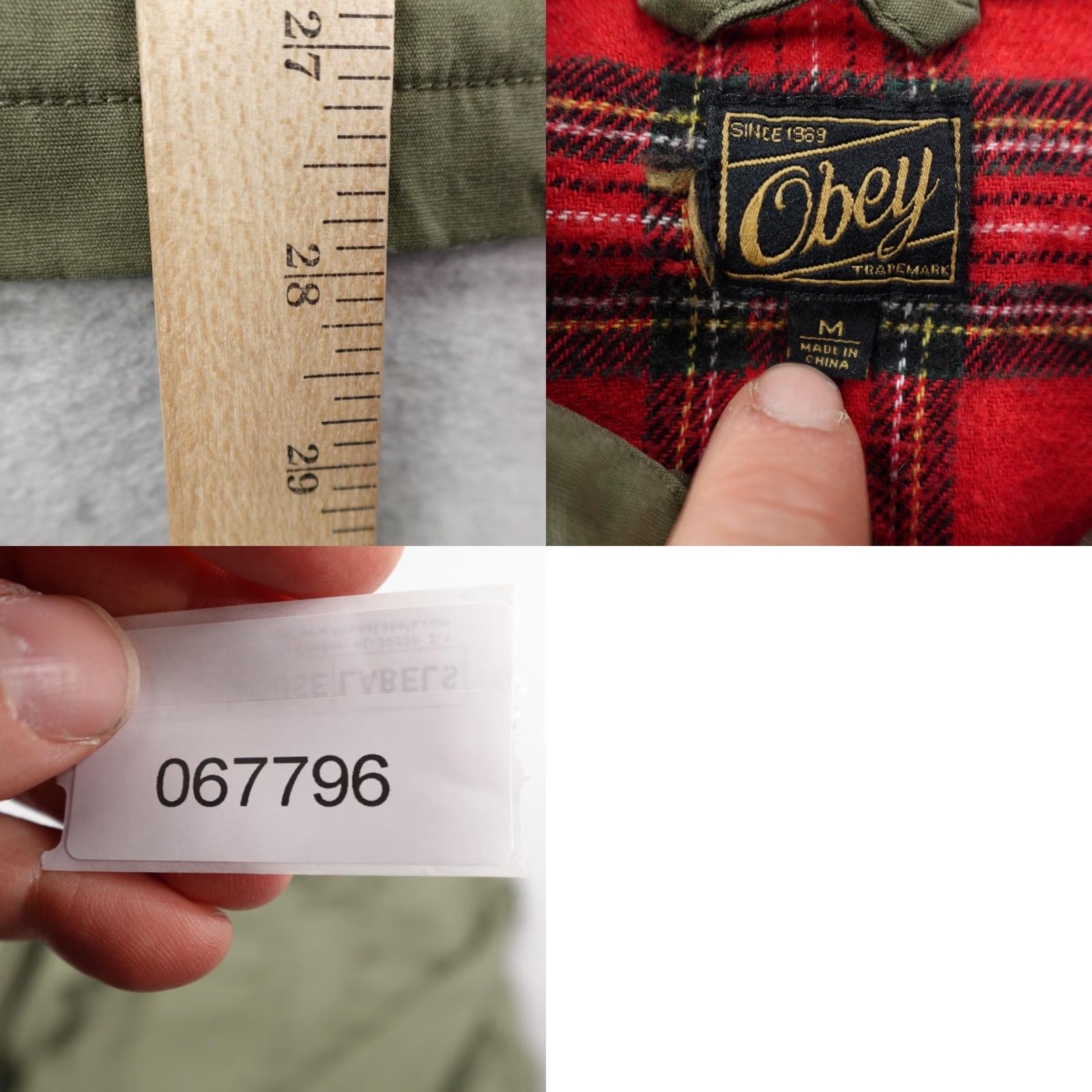 Obey Obey Jacket Mens Medium Green Flannel Lined Shirt Shacket Button Up Work Skater Size US M / EU 48-50 / 2 - 8 Thumbnail