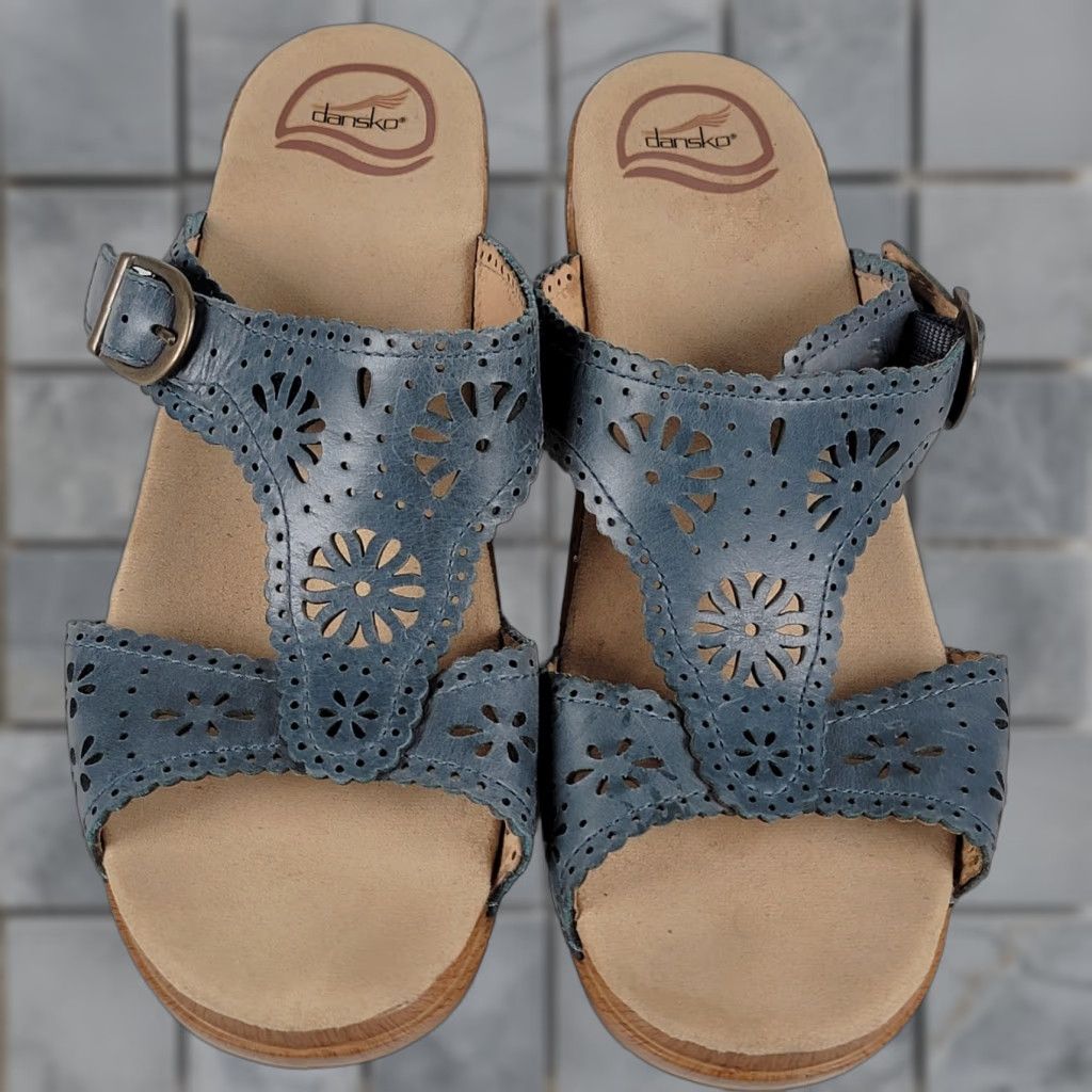 Dansko Dansko Women's Sandal Blue Flower Cut Leather Platform Heel 42 EU 11.5-12 Size US 11.5 / IT 41.5 - 1 Thumbnail