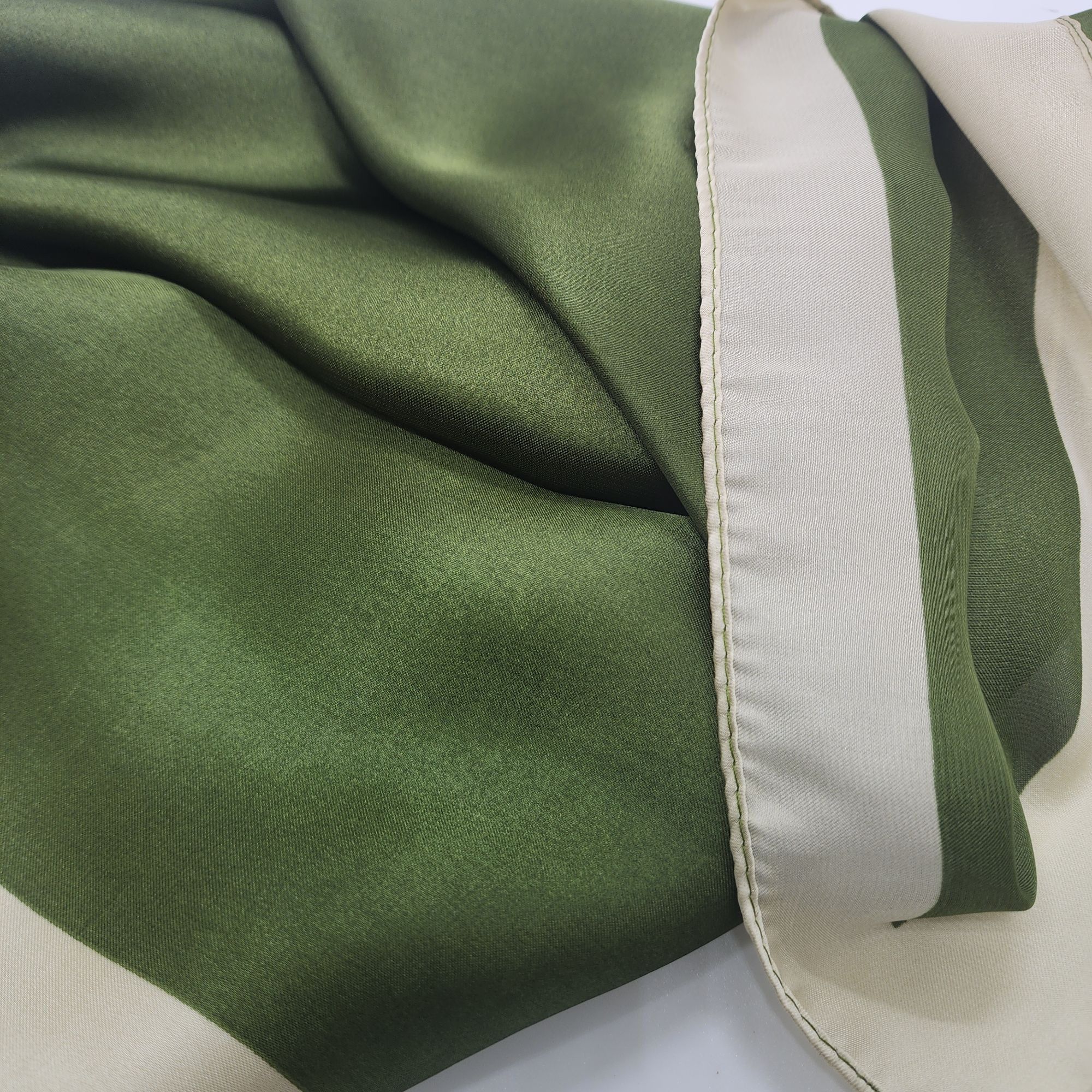 Other New Elegant Bandana Square Scarf GREEN Soft Beige Wrap Silky Size ONE SIZE - 4 Thumbnail