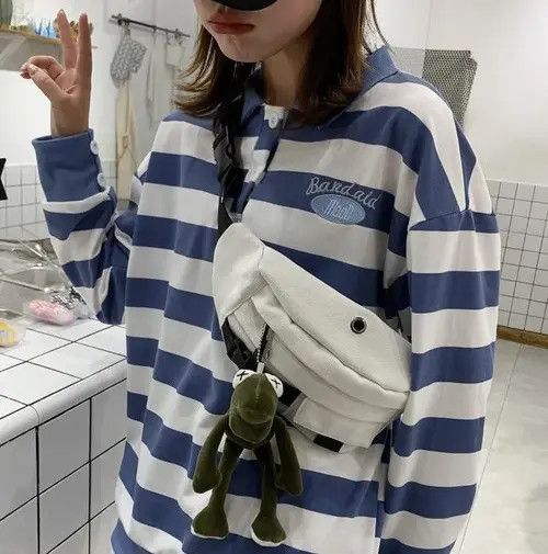 VIBE Waist Shoulder Bag Casual Canvas Harajuku Fanny Pack Size ONE SIZE - 4 Thumbnail