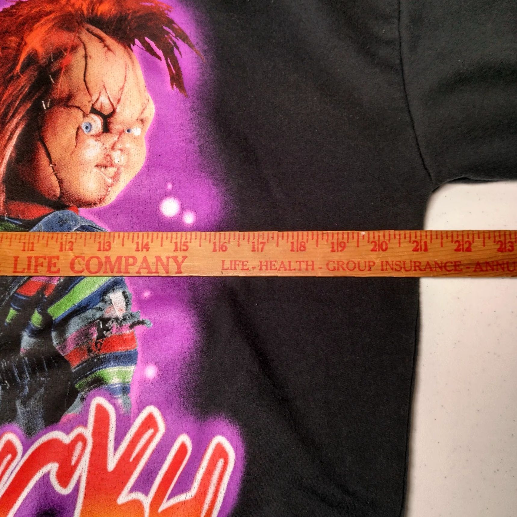 Vintage Chucky Doll Hoodie Men's Medium Black Pullover Hoodie Halloween Horror Graphic Knit Cotton Blend Size US M / EU 48-50 / 2 - 7 Thumbnail