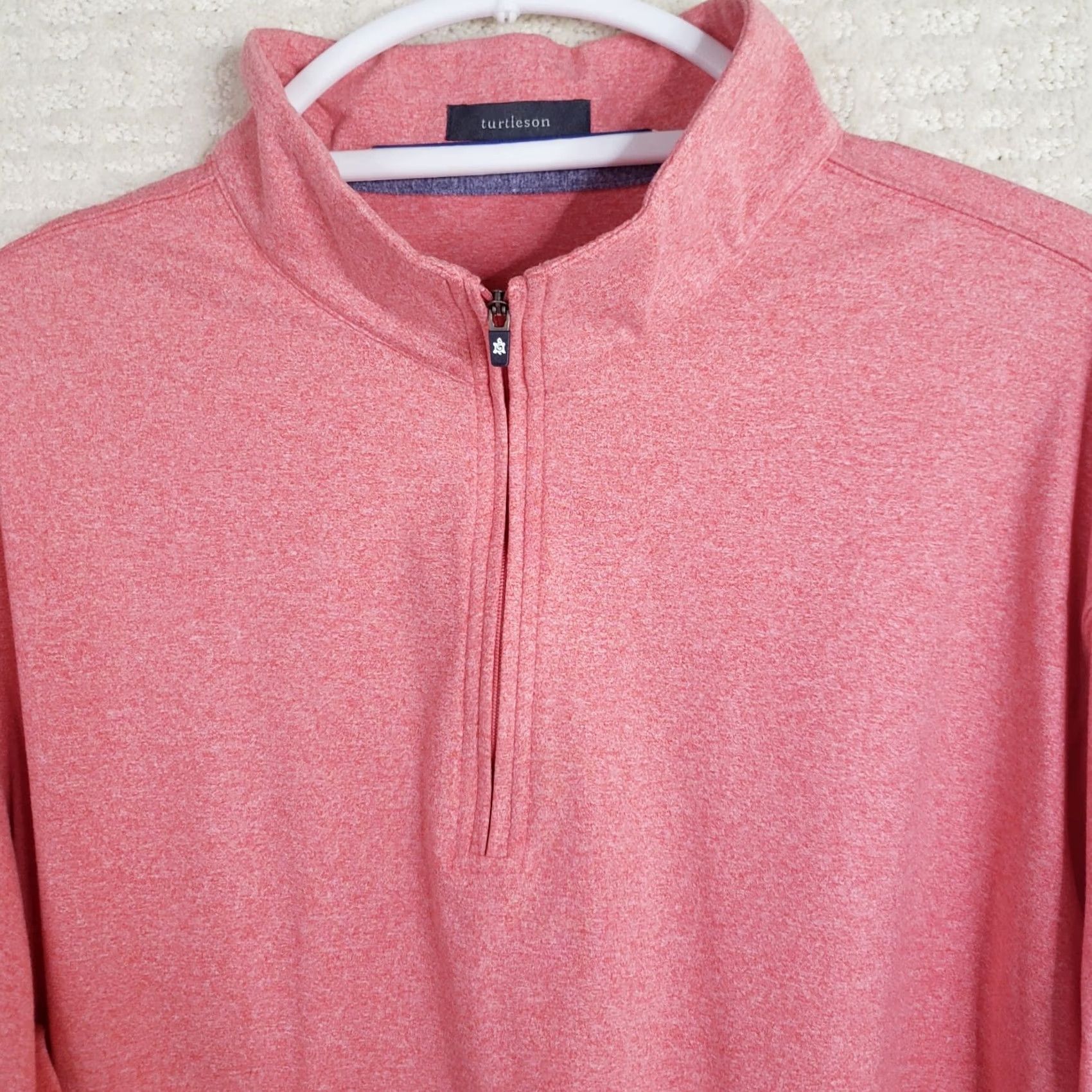 Pinko Turtleson Mens M 1/4 Zip Pullover Sweater Heathered Pink Coral Spring Island SC Size US M / EU 48-50 / 2 - 4 Thumbnail