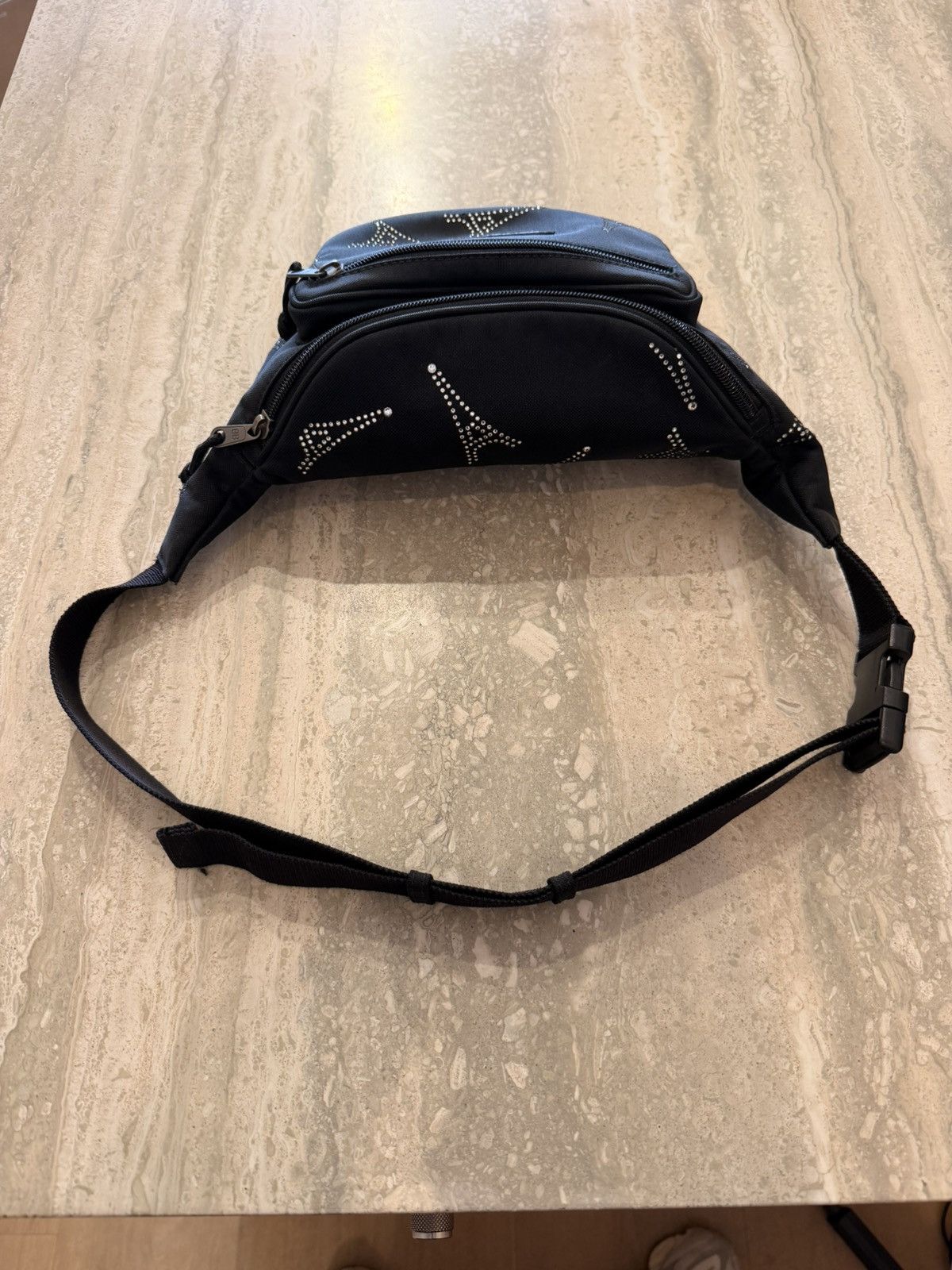 Balenciaga BALENCIAGA BLACK NYLON CRYSTAL EIFFEL TOWER FANNY PACK Size ONE SIZE - 6 Thumbnail