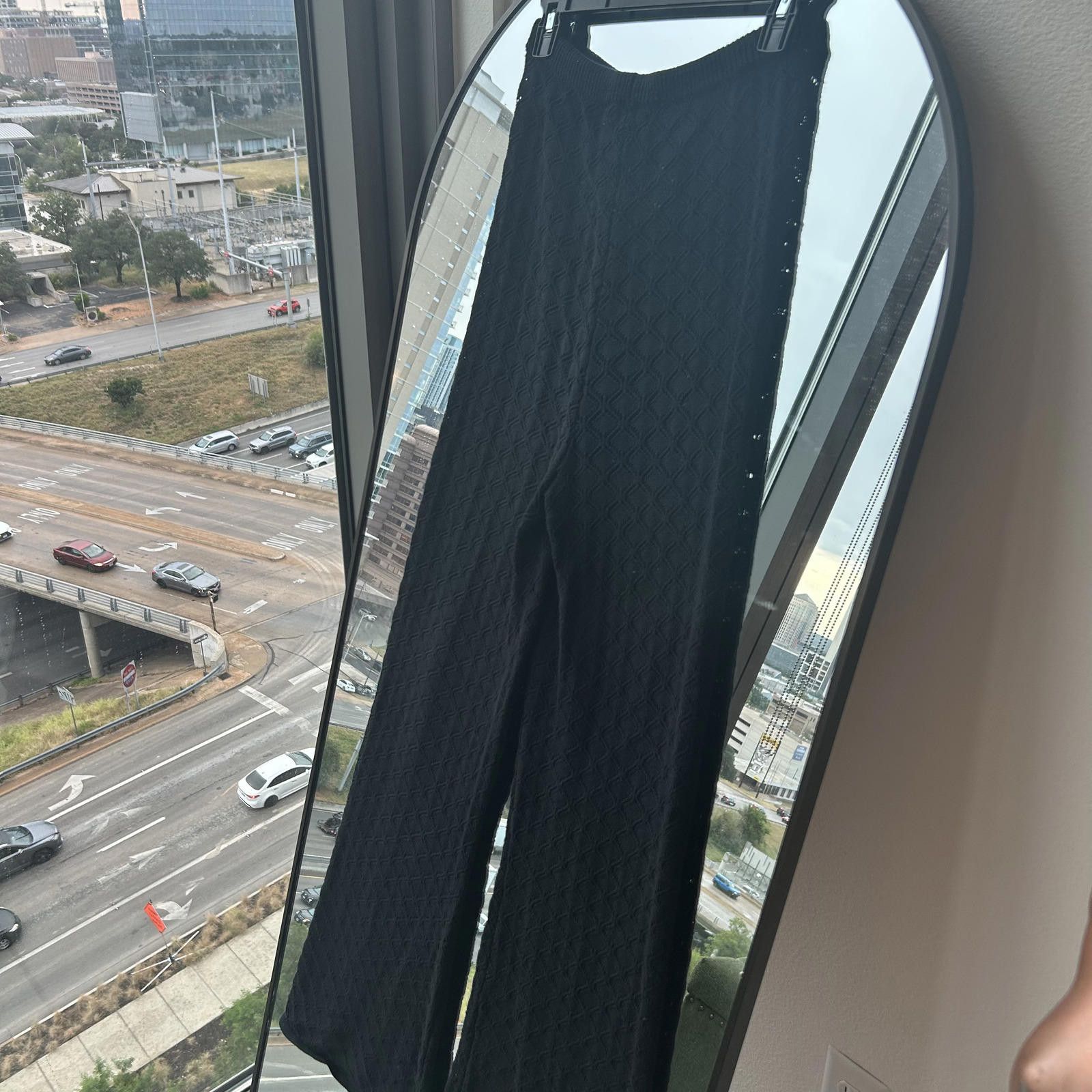 Unknown London Cozy Black Knit Wide-Leg Pants by Charlie Holiday Size 28" / US 6 / IT 42 - 4 Thumbnail