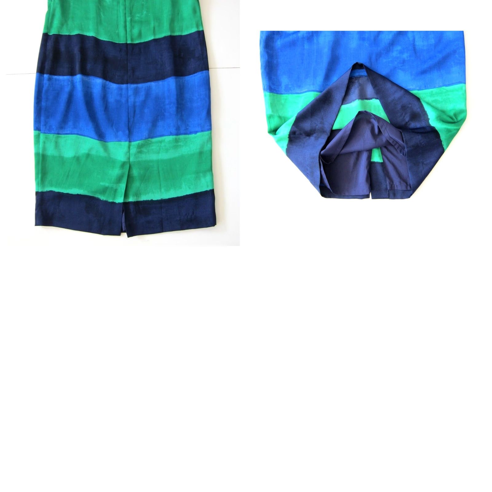 Anne Klein Anne Klein Green Blue Tie Dye Stripe Silky Sleeveless Tunic Sheath Shift Dress 6 Size M / US 6-8 / IT 42-44 - 8 Thumbnail