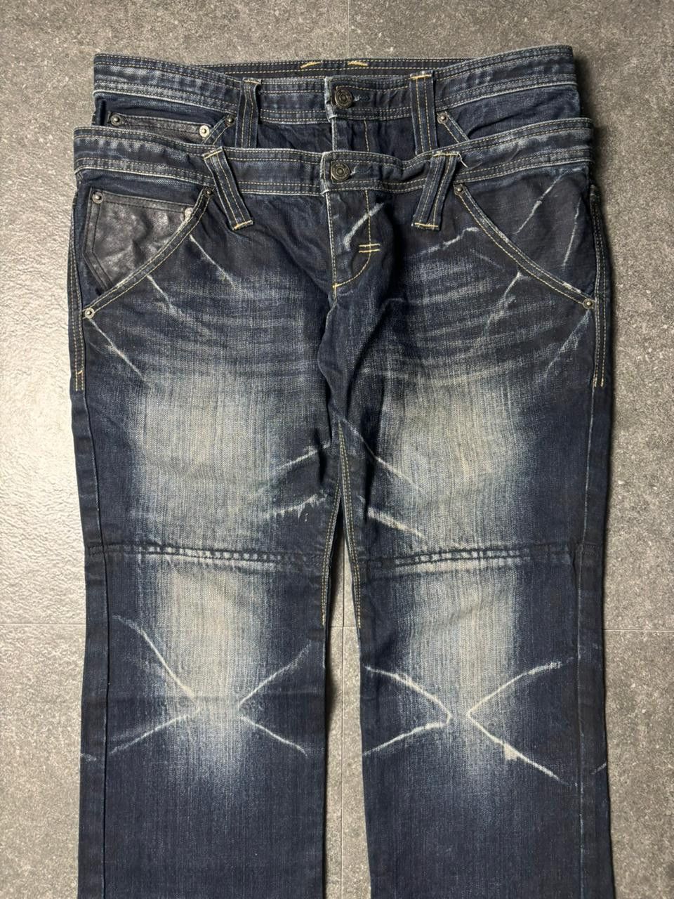 PPFM Double Waist Leather Pocket Claw Marks Jeans Size US 32 / EU 48 - 2 Thumbnail