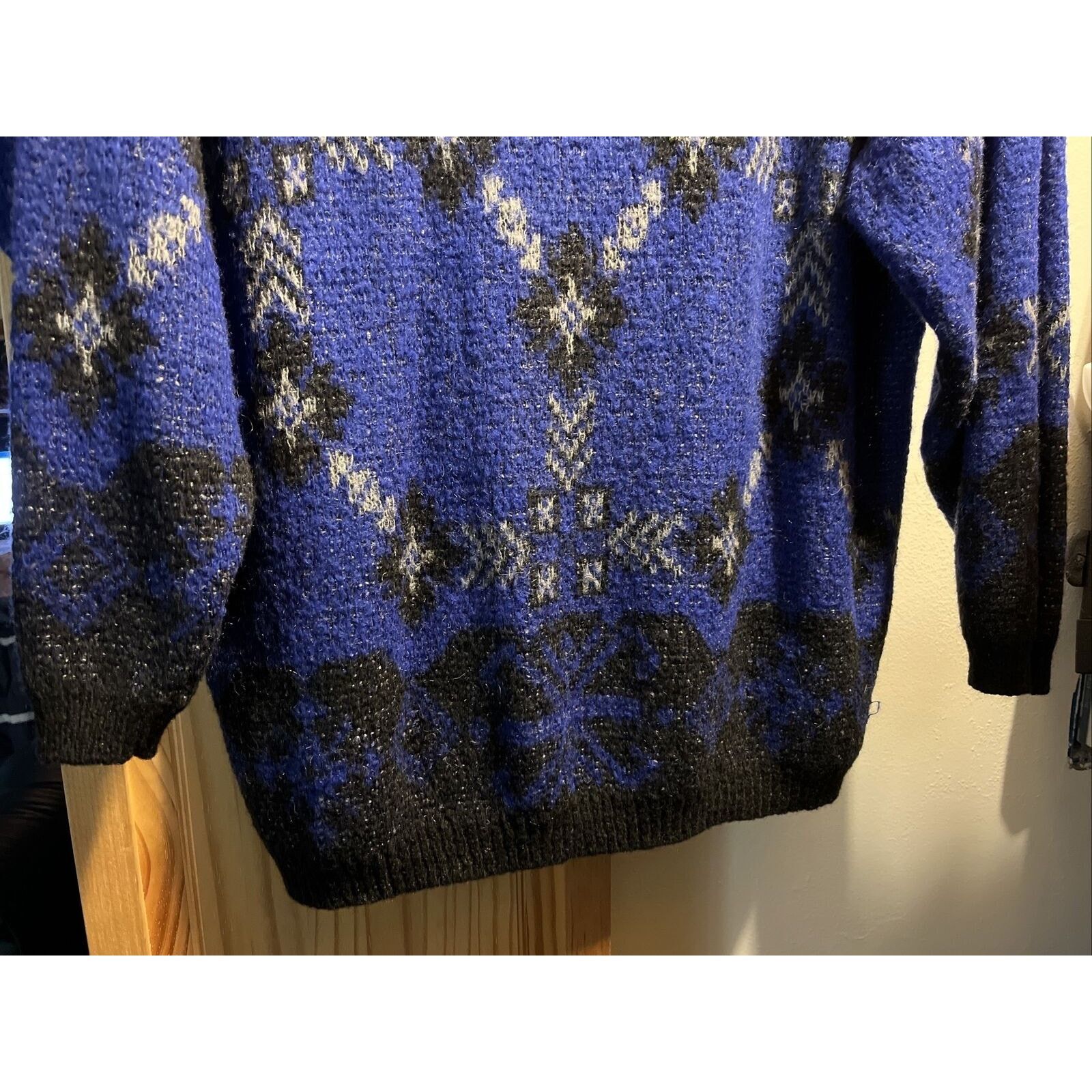 United Colors Of Benetton Benetton VTG L 46 Blue Argyle Acrylic Mohair Nylon Sweater Size L / US 10 / IT 46 - 7 Thumbnail