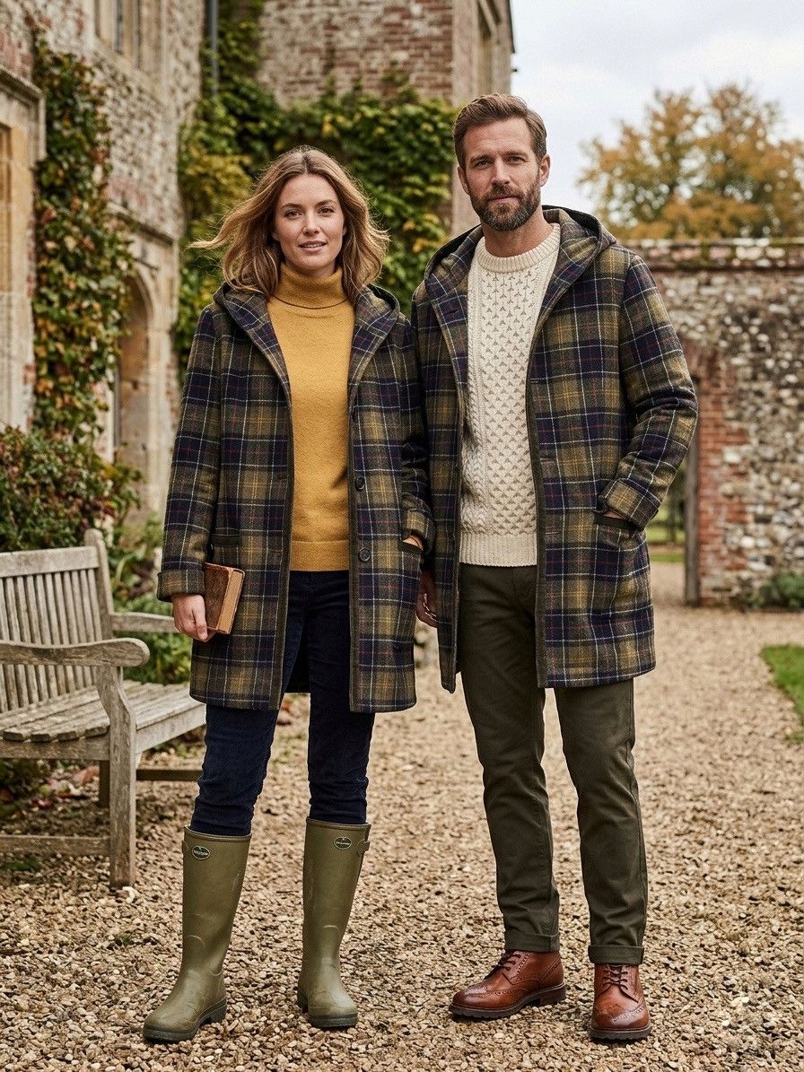 Barbour Barbour Wool Blend Heavy Coat Tartan Plaid Hood Size US M / EU 48-50 / 2 - 1 Thumbnail